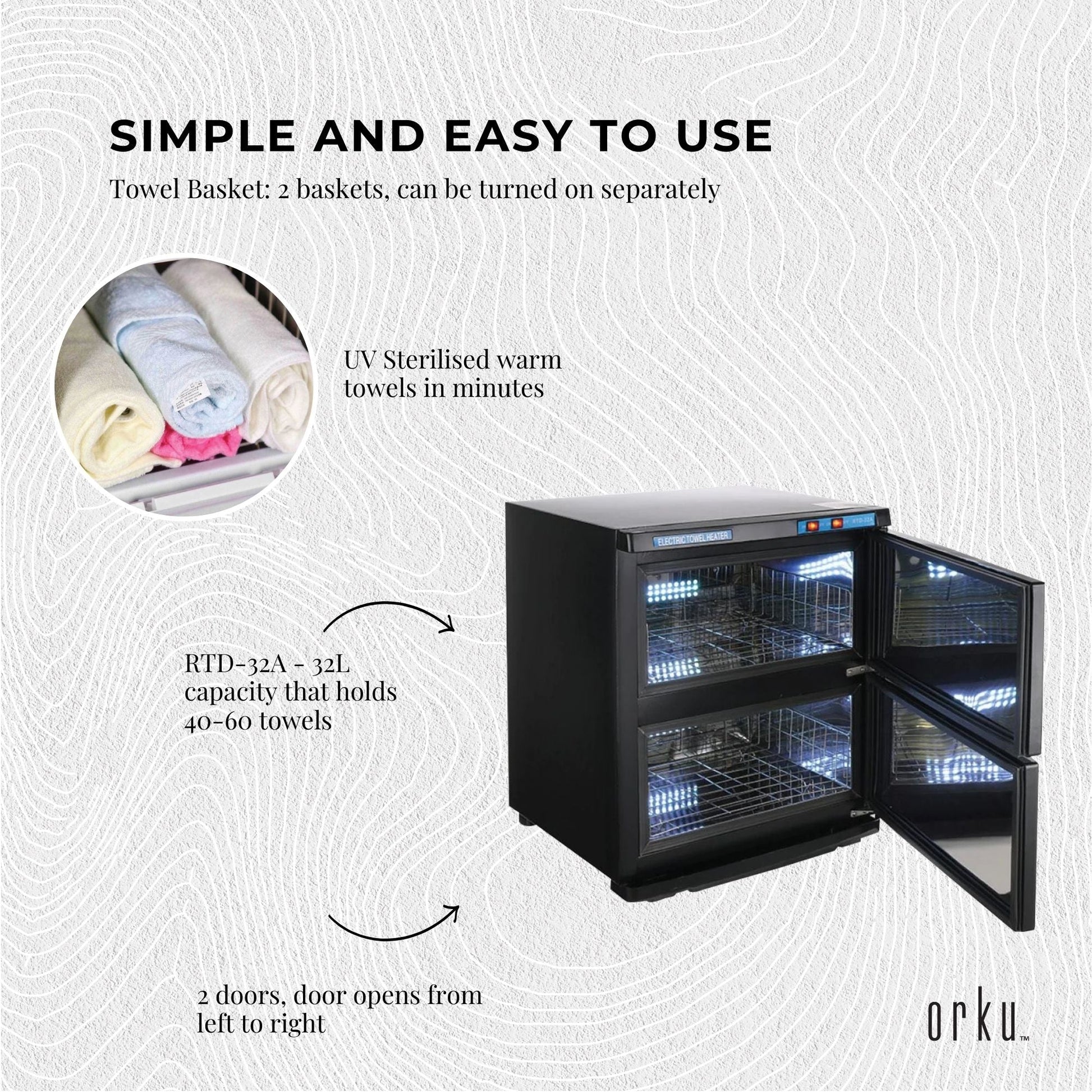 32L Black UV Electric Towel Warmer Steriliser Cabinet Beauty Spa Heat Sanitiser-4