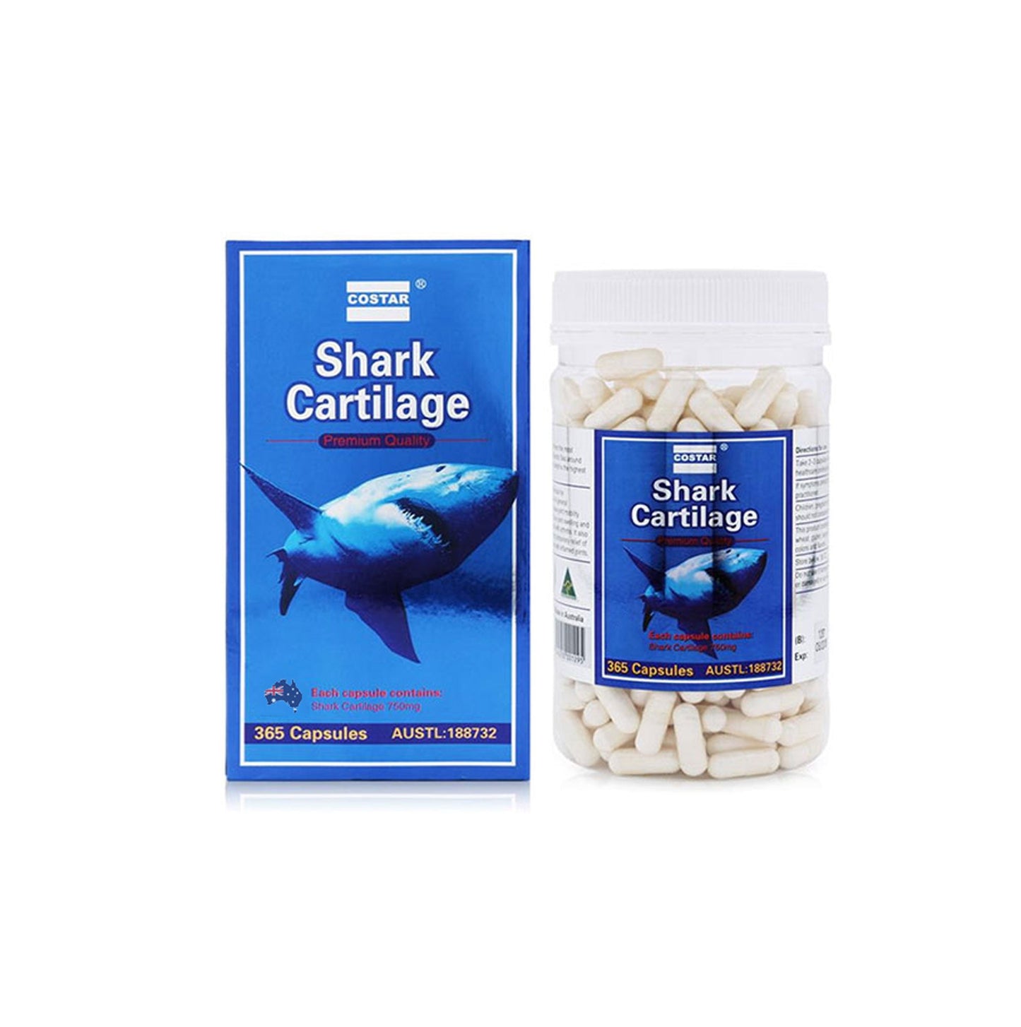 365x 750mg Shark Cartilage Caps Costar Joint Anti Inflammatory Supplement-0