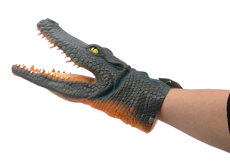 Realistic Crocodile Hand Puppet Costume Party Prop Rubber Toy for Kids & Adults