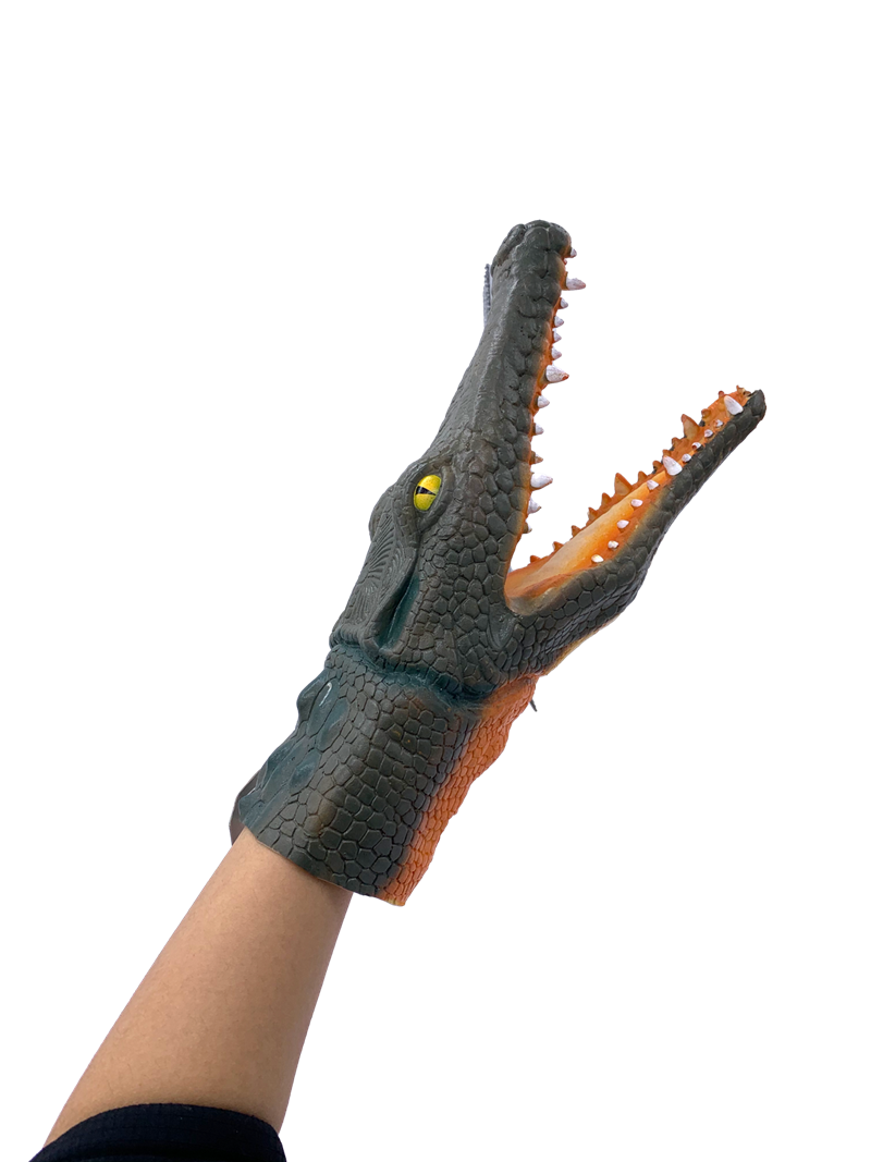 Realistic Crocodile Hand Puppet Costume Party Prop Rubber Toy for Kids & Adults