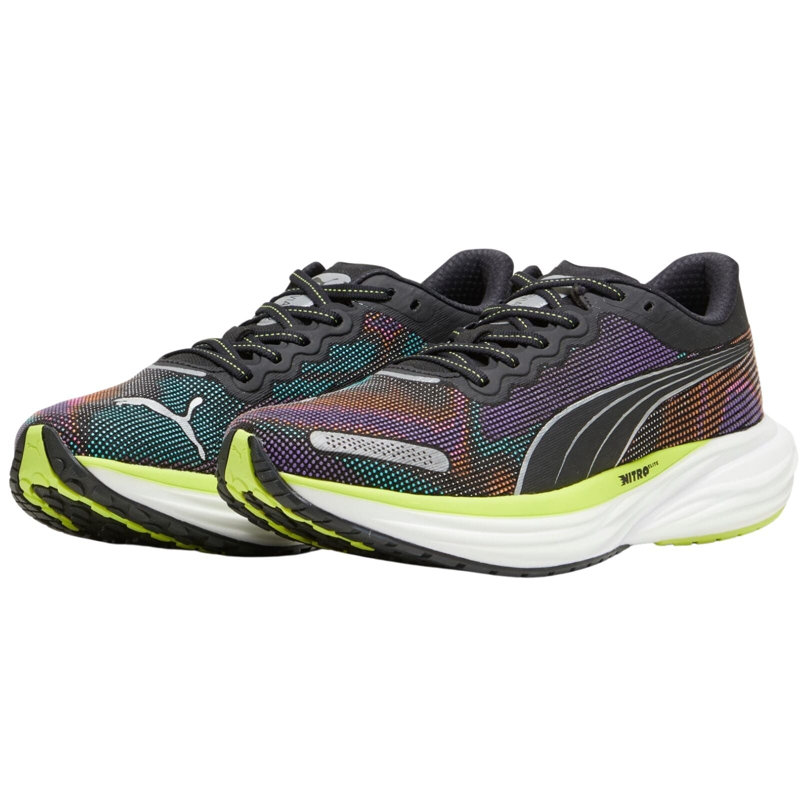 Mens Puma Deviate NITRO 2 Psychedelic Rush PUMA Black Lime Pow White - Size 13-3