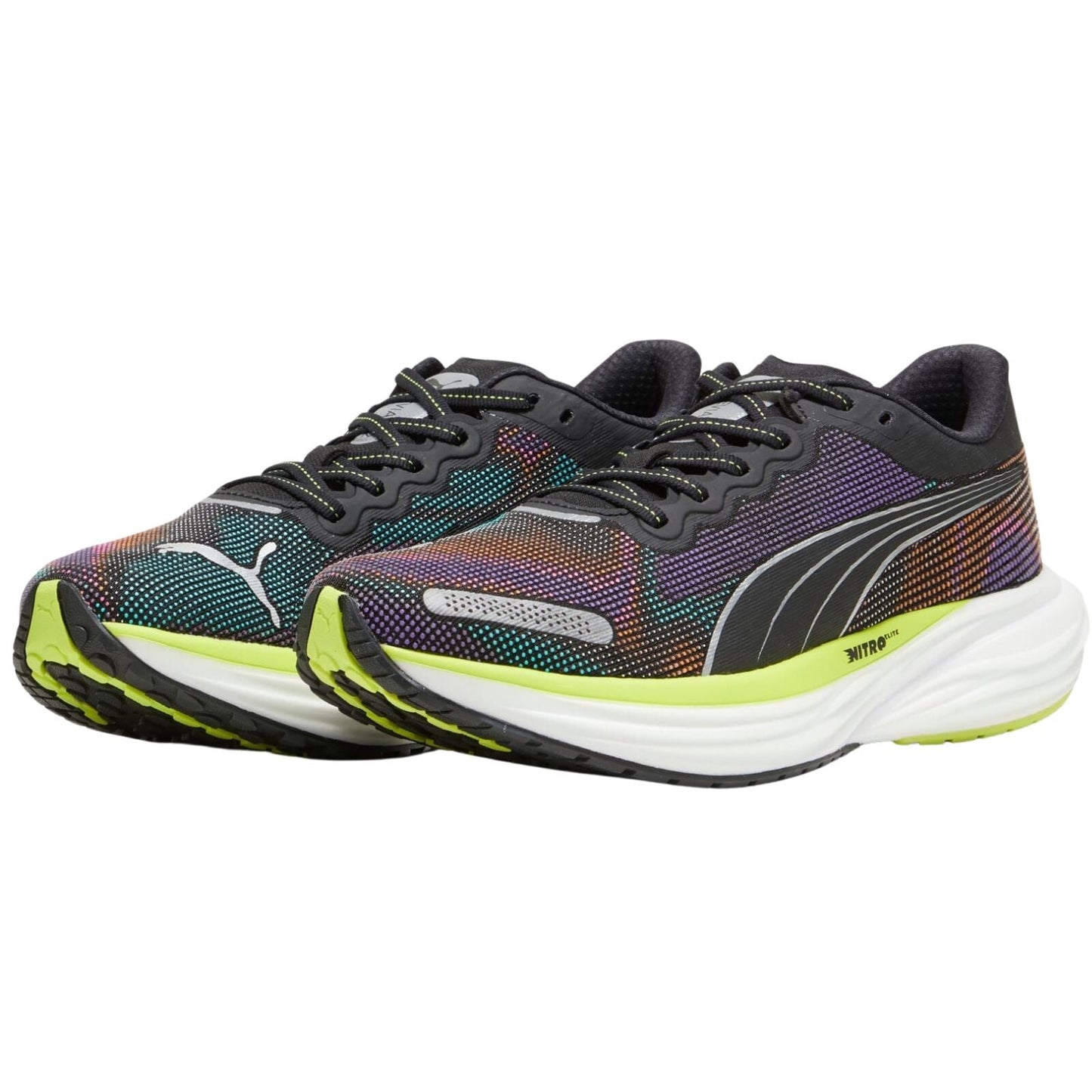 Mens Puma Deviate NITRO 2 Psychedelic Rush PUMA Black Lime Pow White - Size 11.5
