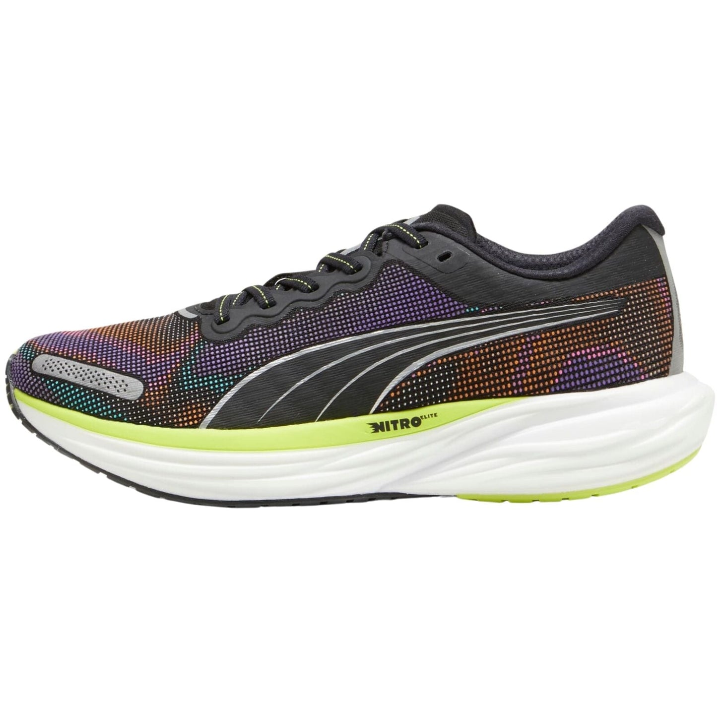 Mens Puma Deviate NITRO 2 Psychedelic Rush PUMA Black Lime Pow White - Size 11.5