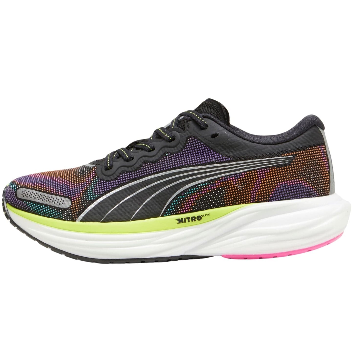 Puma Deviate Nitro 2 Womens Running Shoes in Black / Lime / Pink - Size US 8-0