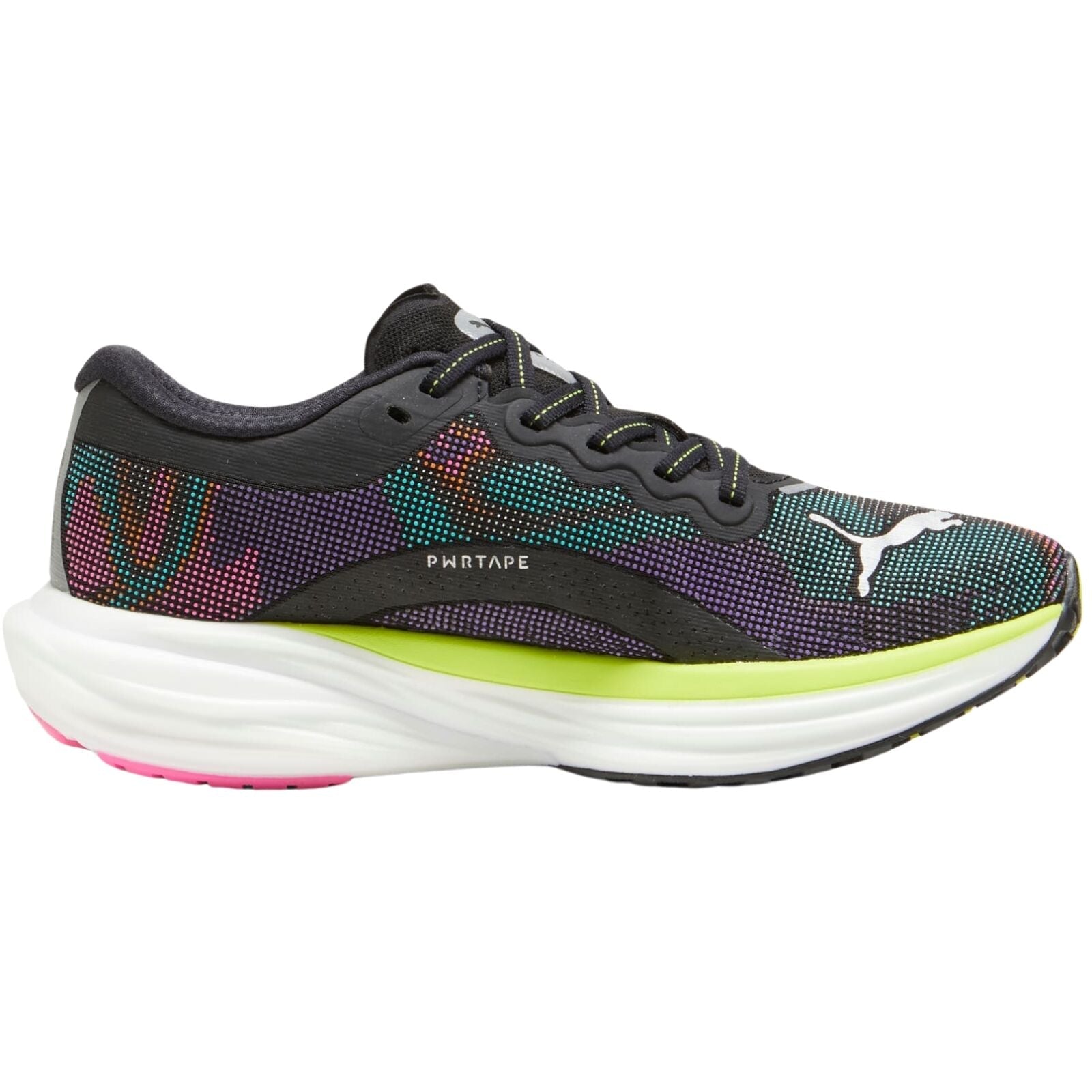 Puma Deviate Nitro 2 Womens Running Shoes in Black / Lime / Pink - Size US 8-4