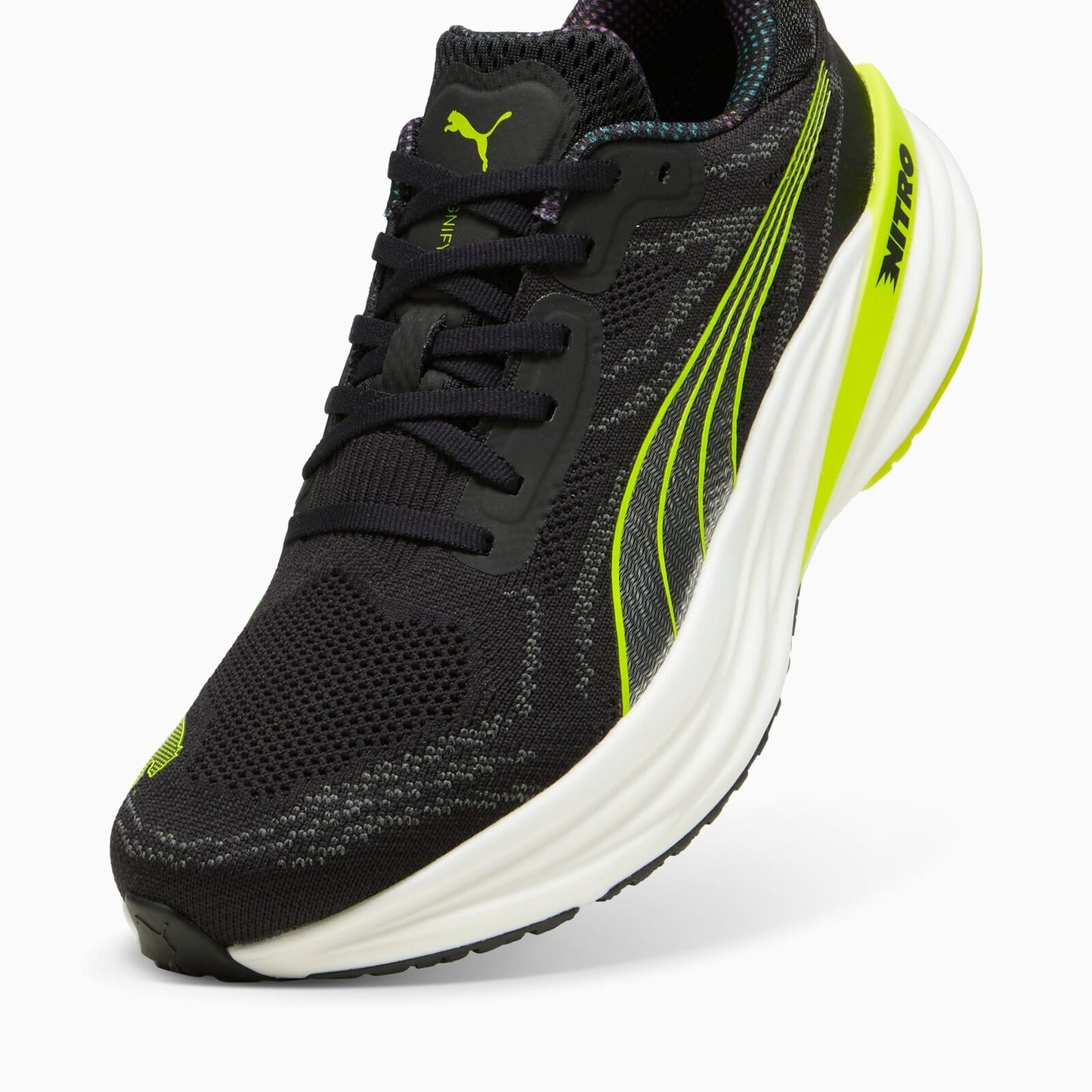 Mens Puma Magnify NITRO 2 Psychedelic Rush PUMA Black-Lime Pow - Size 11.5