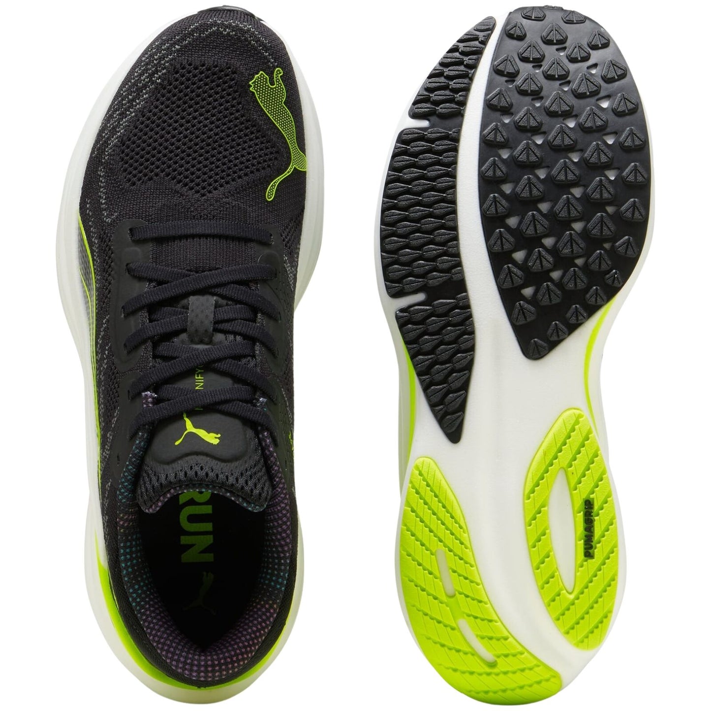 Mens Puma Magnify NITRO 2 Psychedelic Rush PUMA Black-Lime Pow - Size 11.5