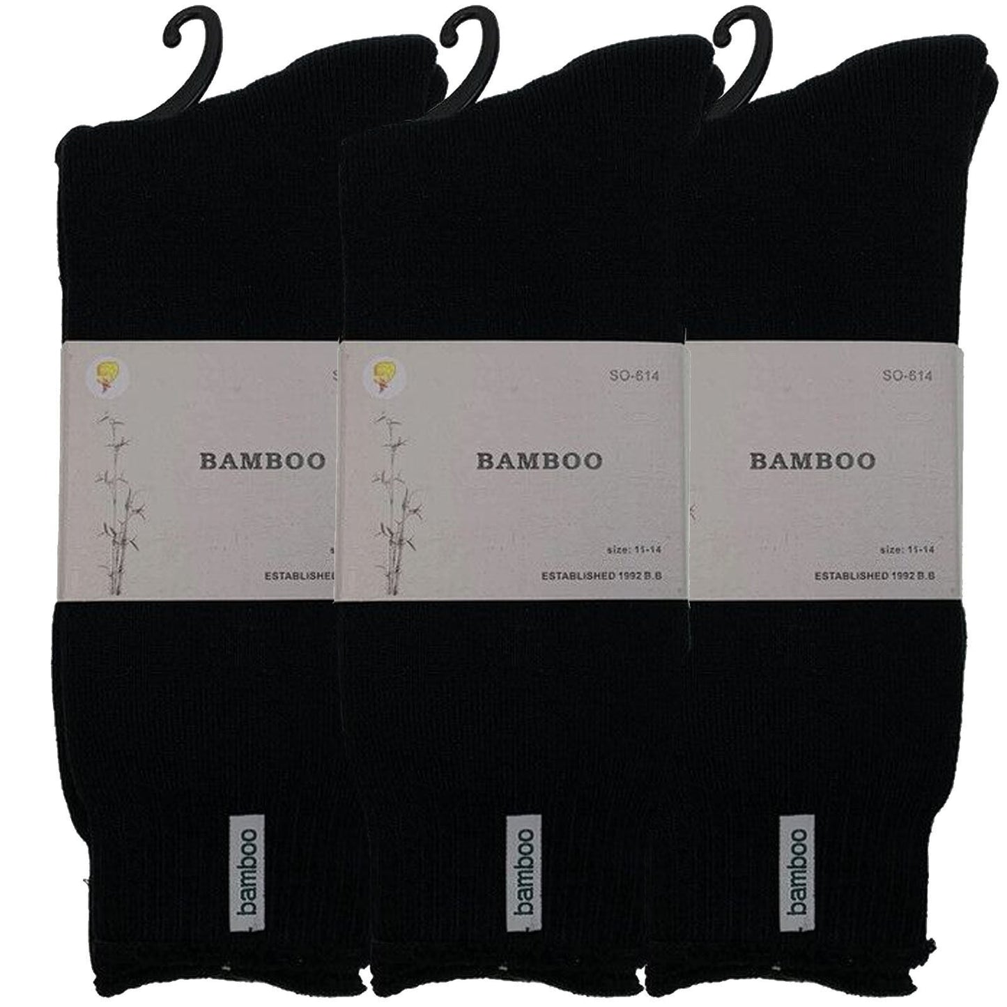 3 Pairs PREMIUM BAMBOO SOCKS Mens Heavy Duty Thick Work Socks BULK Cushion - Black