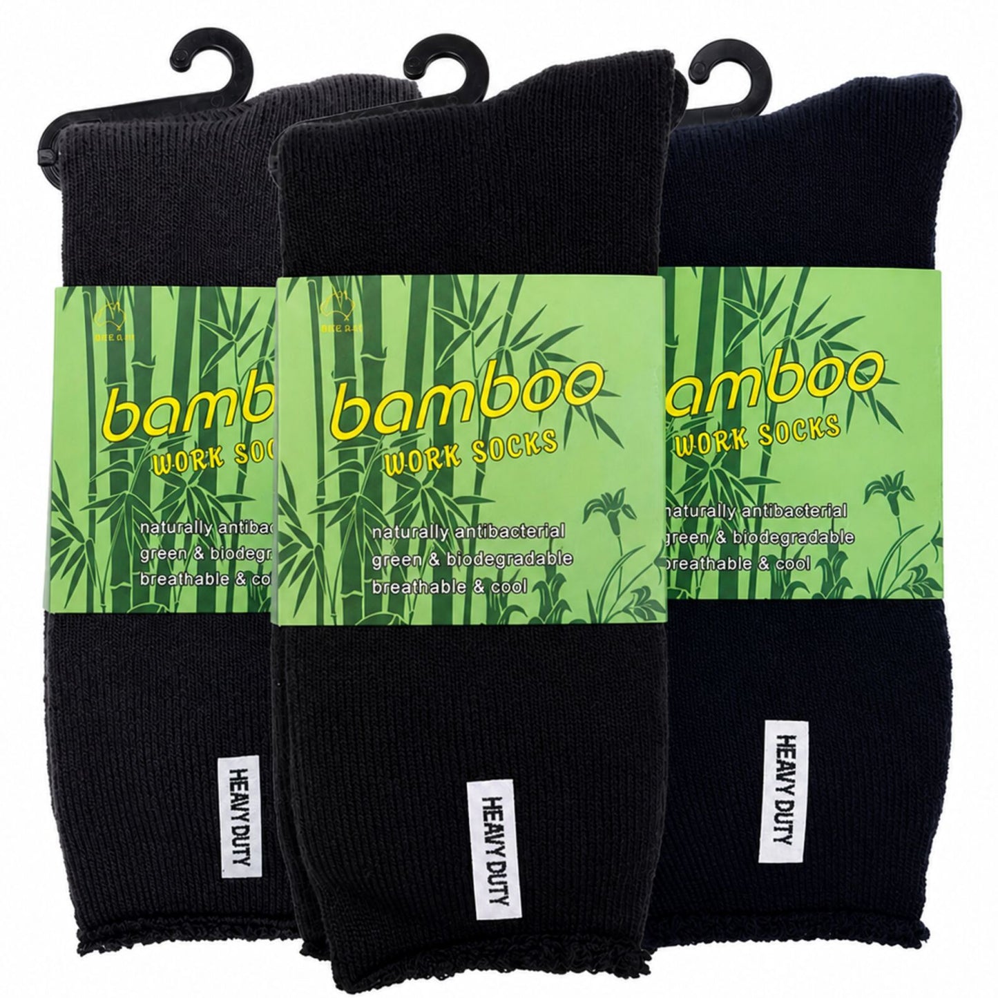 3 Pairs Mens Bamboo Rich Work Socks Thick Cushioned Anti Odour - Assorted