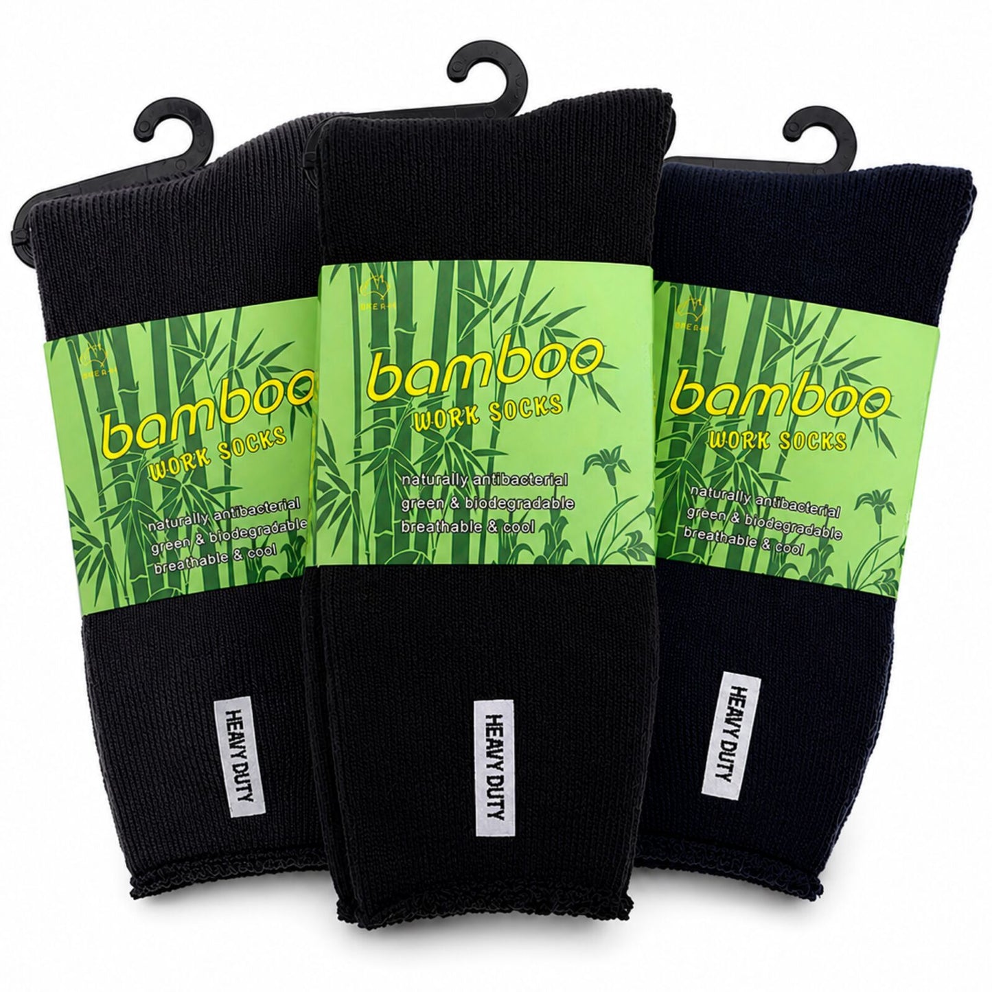 3 Pairs Mens Bamboo Rich Work Socks Thick Cushioned Anti Odour - Assorted