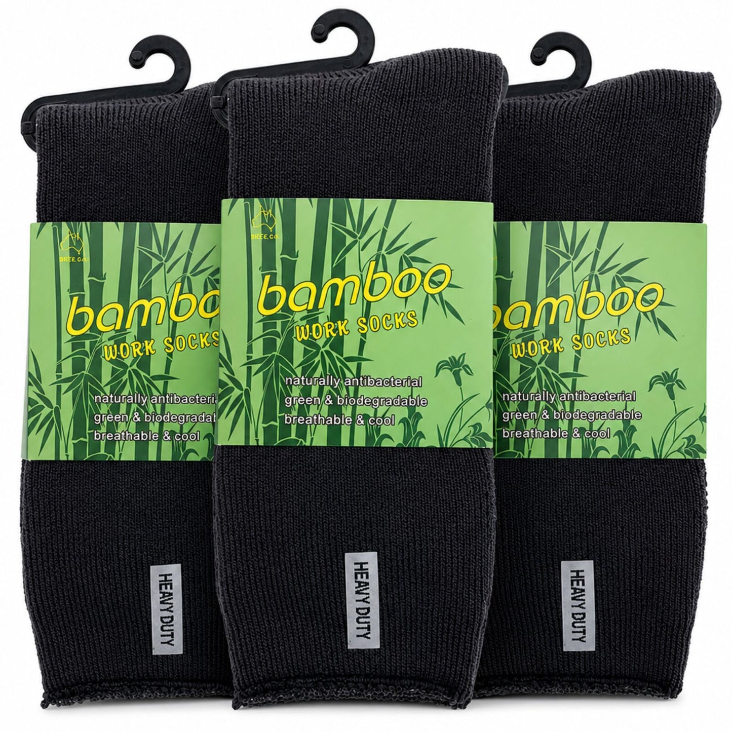 3 Pairs Mens Bamboo Rich Work Socks Thick Cushioned Anti Odour - Charcoal Grey