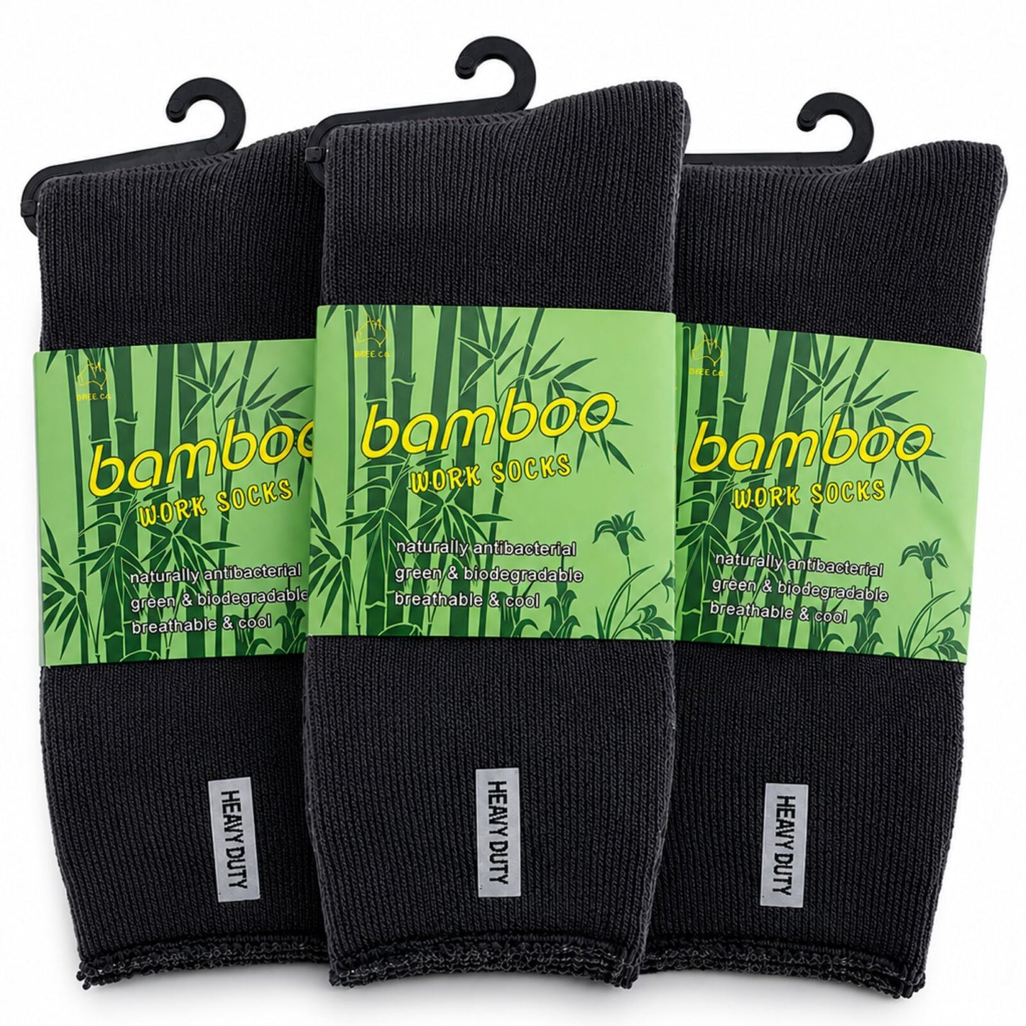 3 Pairs Mens Bamboo Rich Work Socks Thick Cushioned Anti Odour - Charcoal Grey