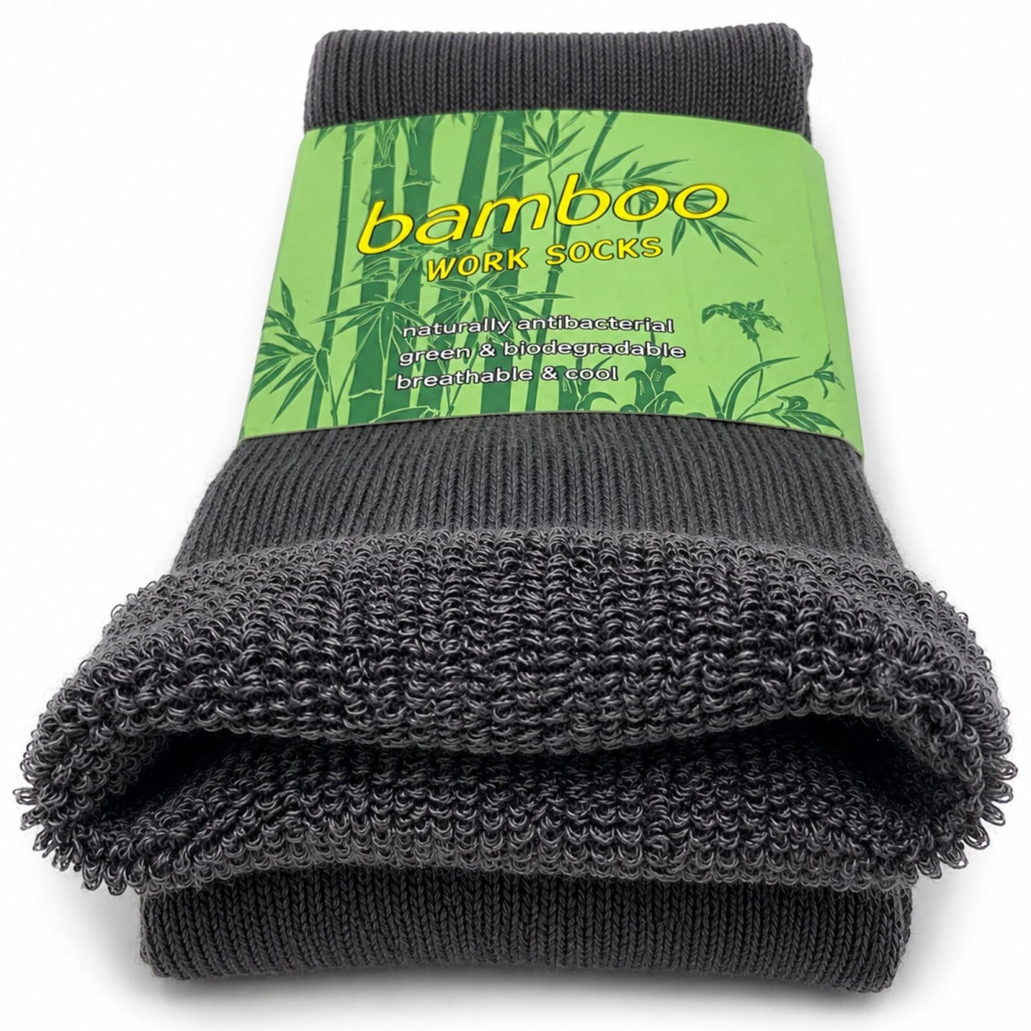 3 Pairs Mens Bamboo Rich Work Socks Thick Cushioned Anti Odour - Charcoal Grey