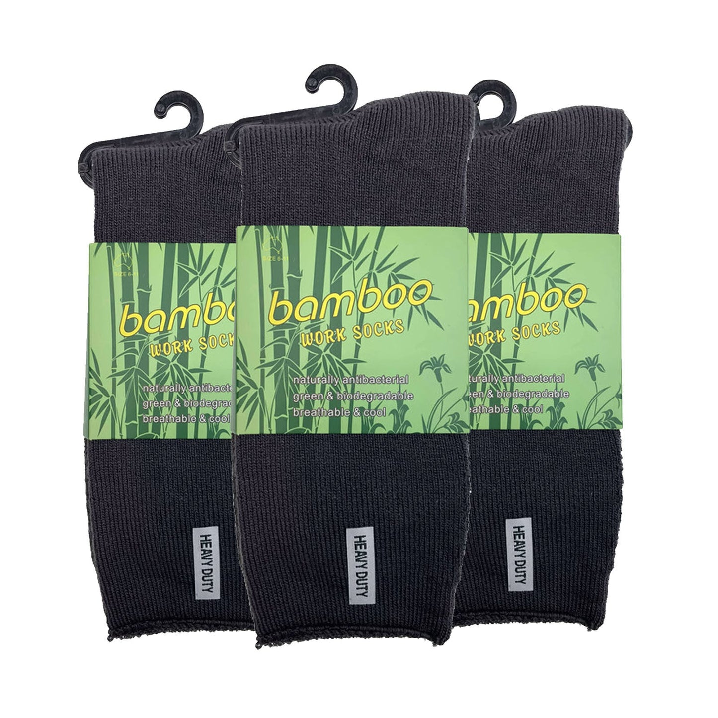 3 Pairs Mens Bamboo Rich Work Socks Thick Cushioned Anti Odour - Charcoal Grey
