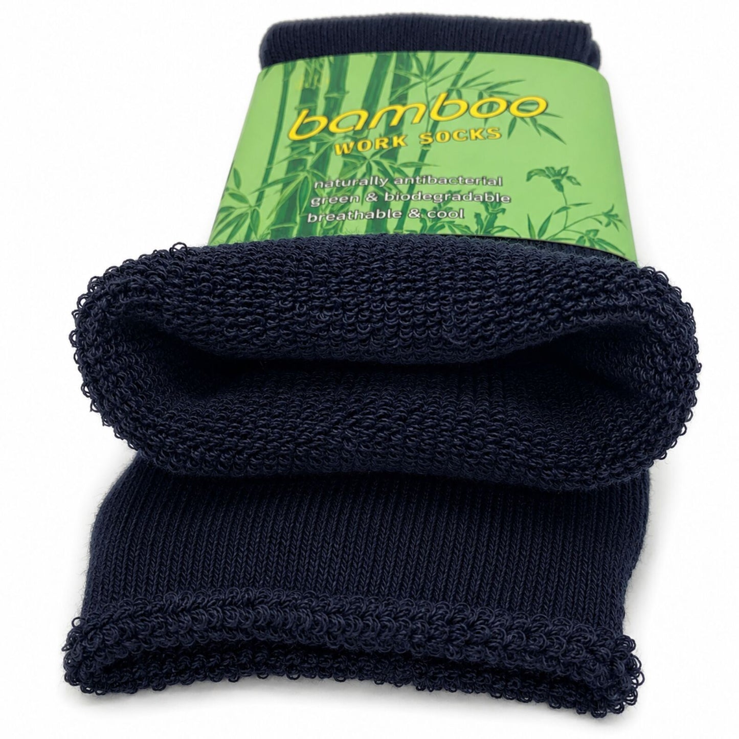 3 Pairs Mens Bamboo Rich Work Socks Thick Cushioned Anti Odour - Navy Blue