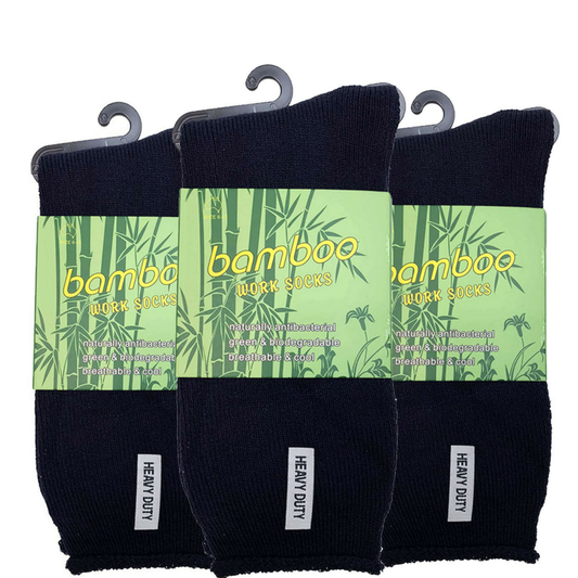 3 Pairs PREMIUM BAMBOO SOCKS Mens Heavy Duty Thick Work Socks Cushion BULK-0
