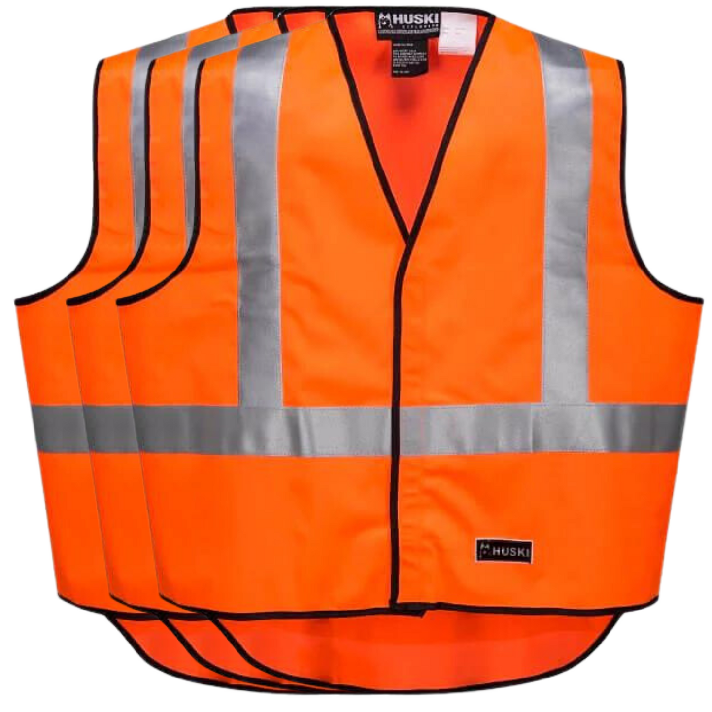 3x HUSKI Hi Vis Patrol Vest 3M Tape Safety Workwear High Visibility Bulk - Orange-1