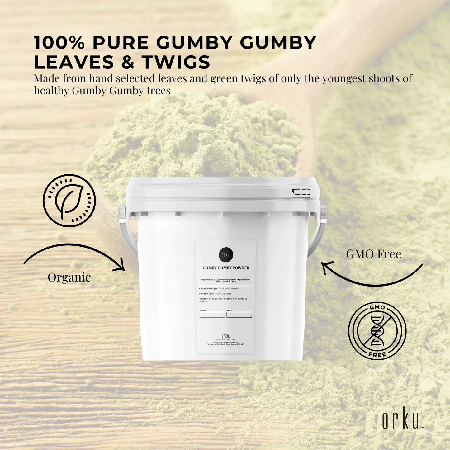 3Kg Gumby Gumby Pure Powder Tub Gumbi Aboriginal Plant Pittosporum Angustifolum-3