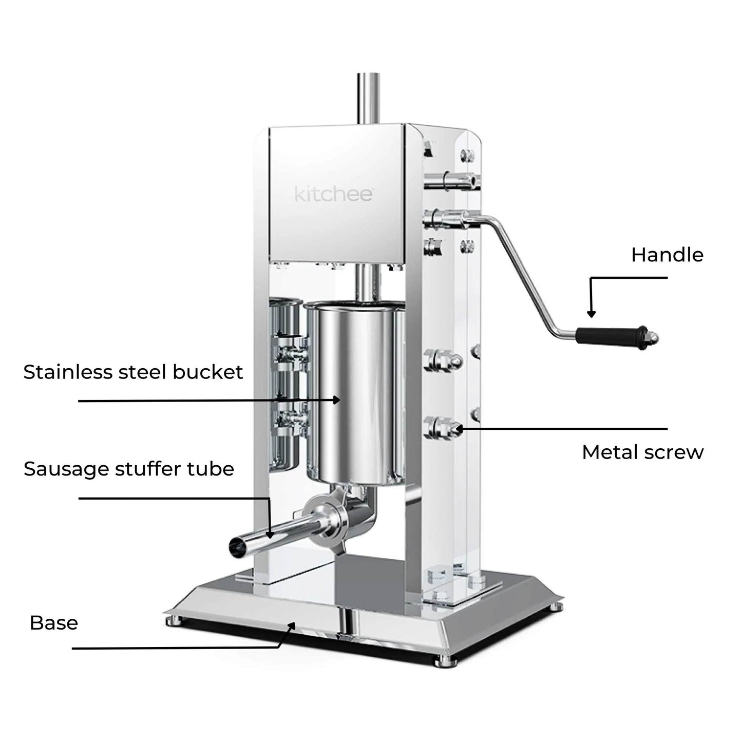 3L Manual Vertical Sausage Filler - Stainless Stuffer Meat Press Machine-2