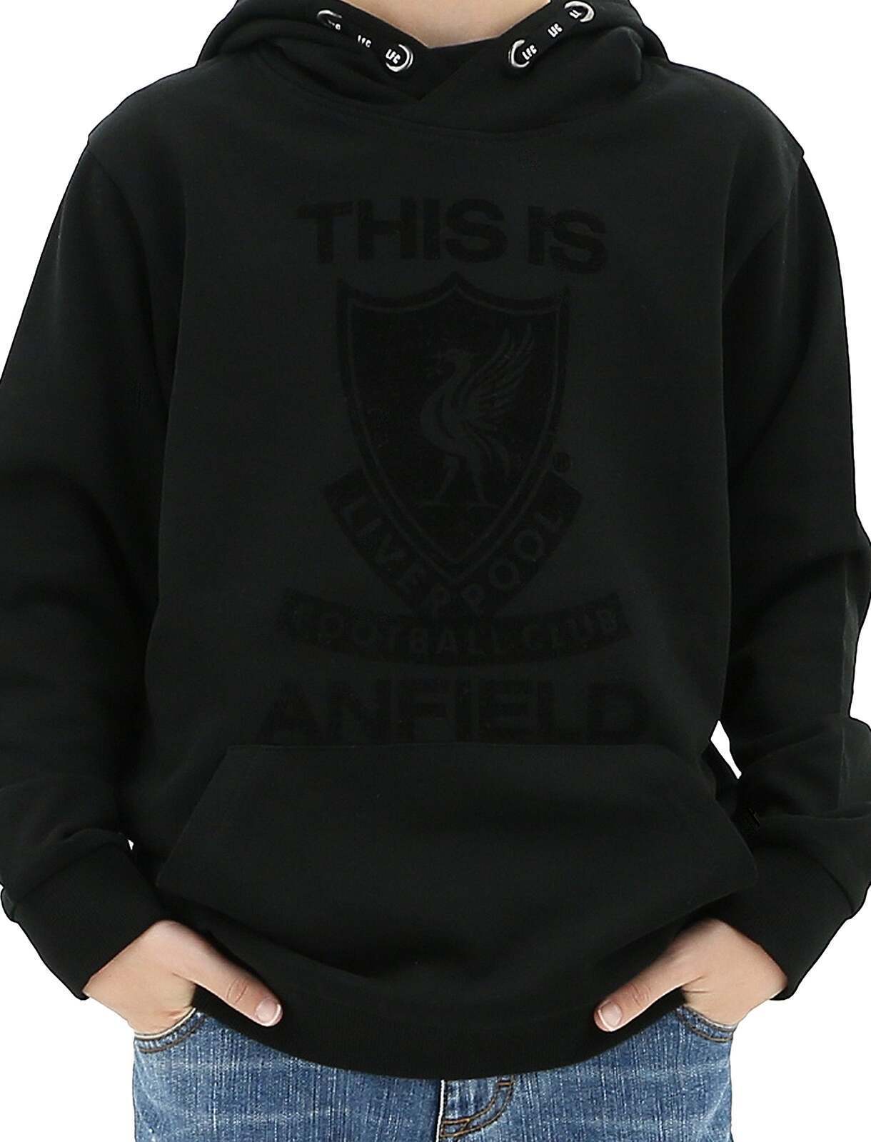 Liverpool FC Youth Boys Hoodie Jumper LFC Anfield Hoody - Black-3