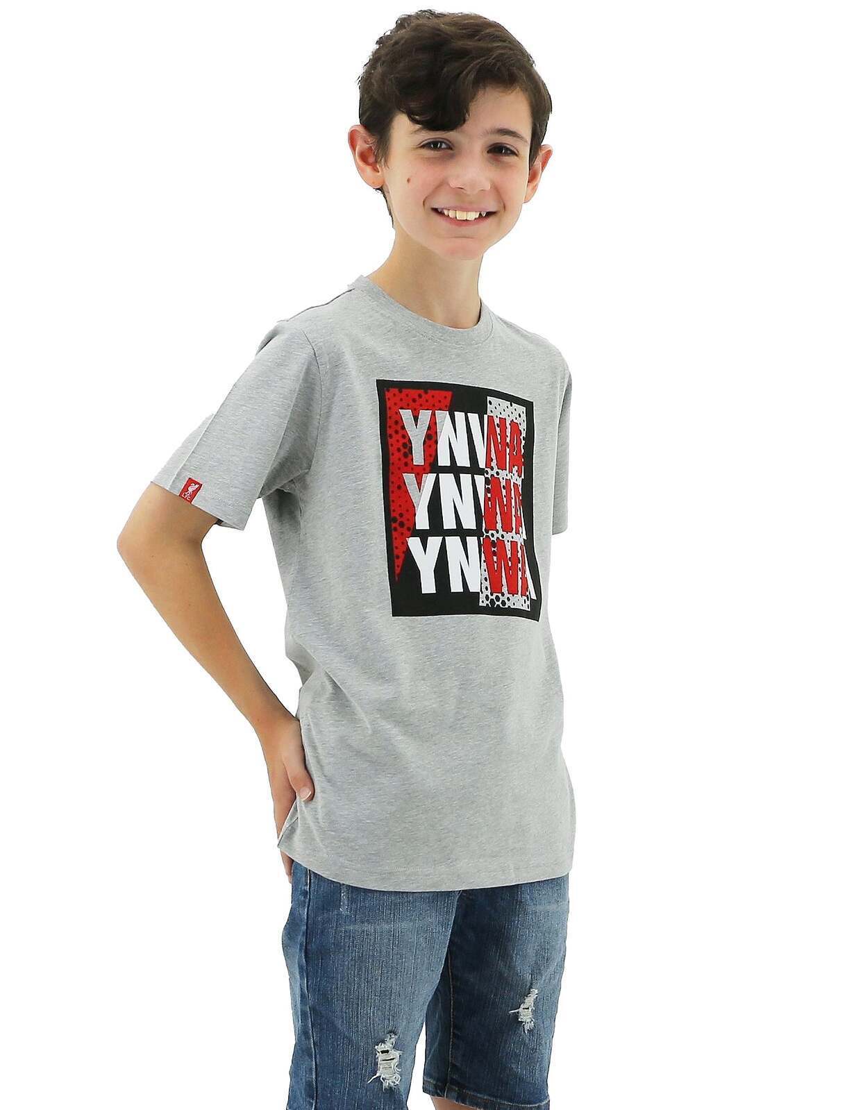 Liverpool FC Youth Kids YNWA Tee T Shirt Top Soccer LFC - Grey-1