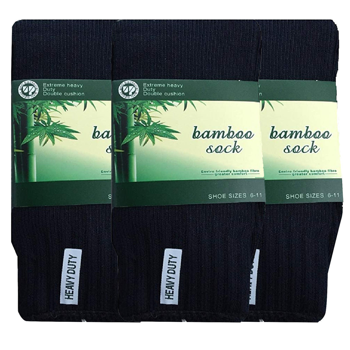 3 Pairs BAMBOO SOCKS Mens Heavy Duty Premium Thick Work Socks Cushion BULK - Navy Blue