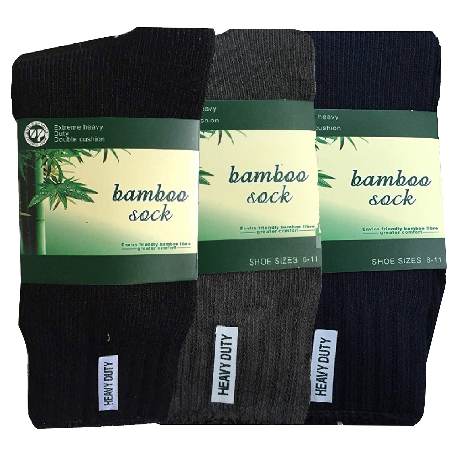 3 Pairs BAMBOO SOCKS Mens Heavy Duty Premium Thick Work Socks Cushion BULK-0