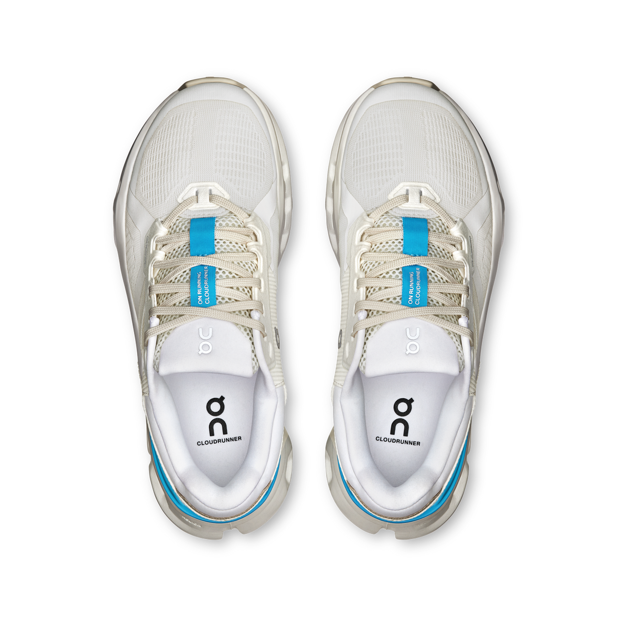 On Womens Cloudrunner 2 Running Shoes Sneakers in White/Horizon