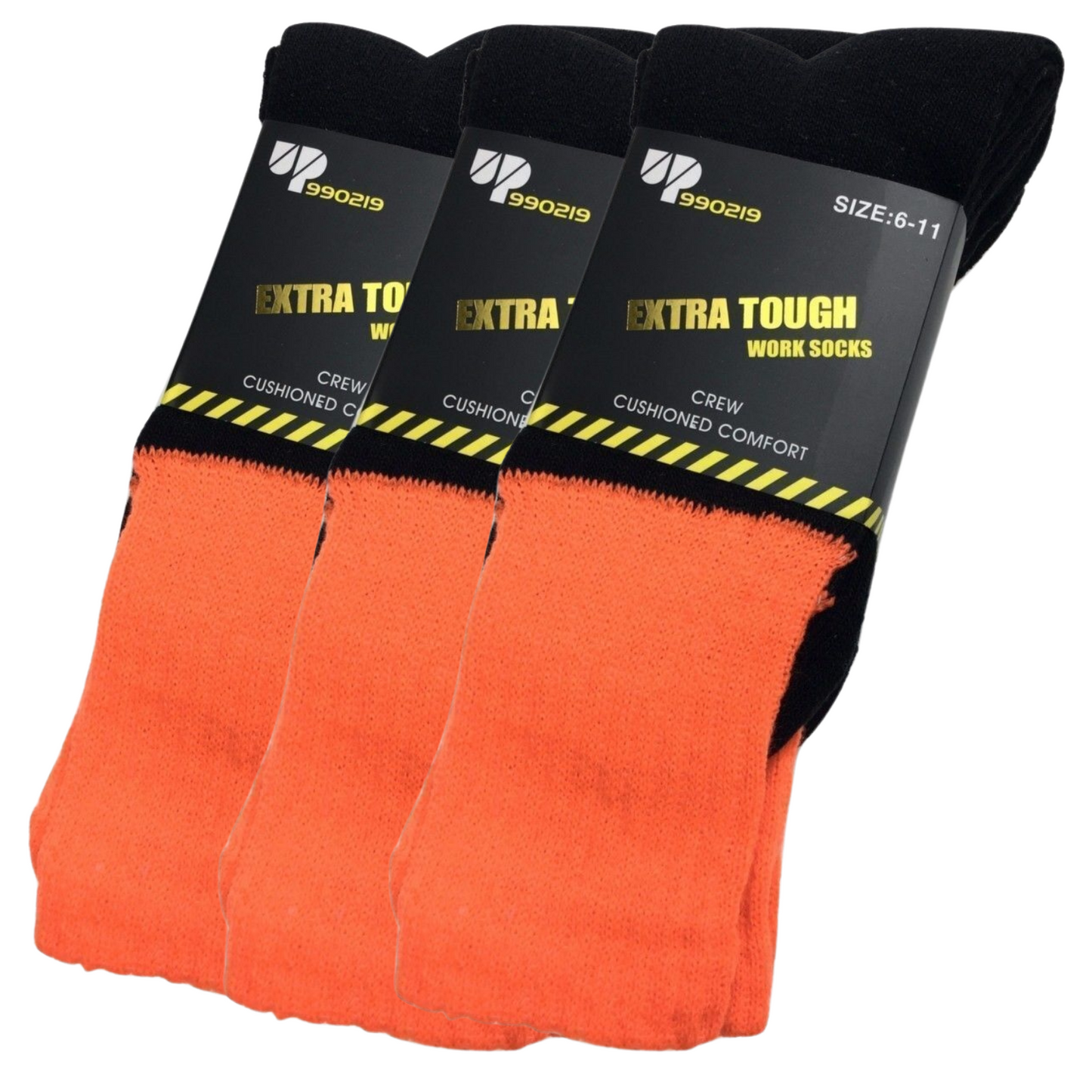 3x Pairs HI VIS SOCKS Workwear Work Safety Tradie High Visibility Fluro - Orange-3