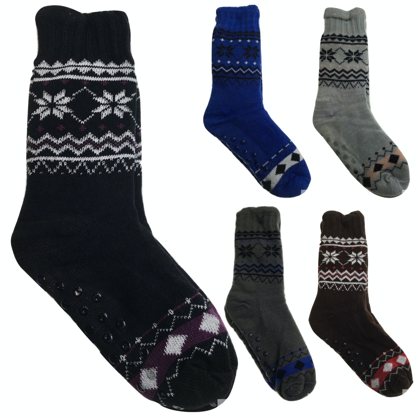 3 Pairs Mens Non Slip Thick Fur Warm Winter Bed Socks Thermal Warm Cushion BULK-3
