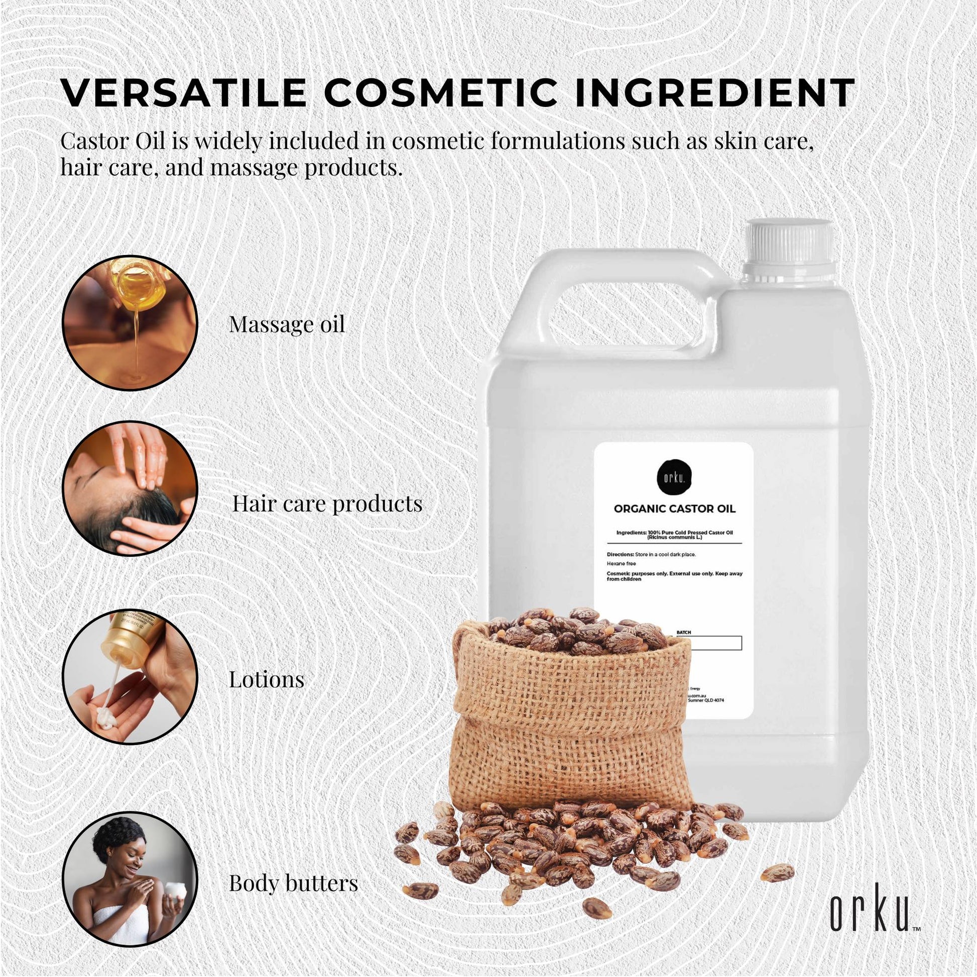 5L Organic Castor Oil - Hexane Free Cold Pressed Anti Oxidant Skin Hair Care-2