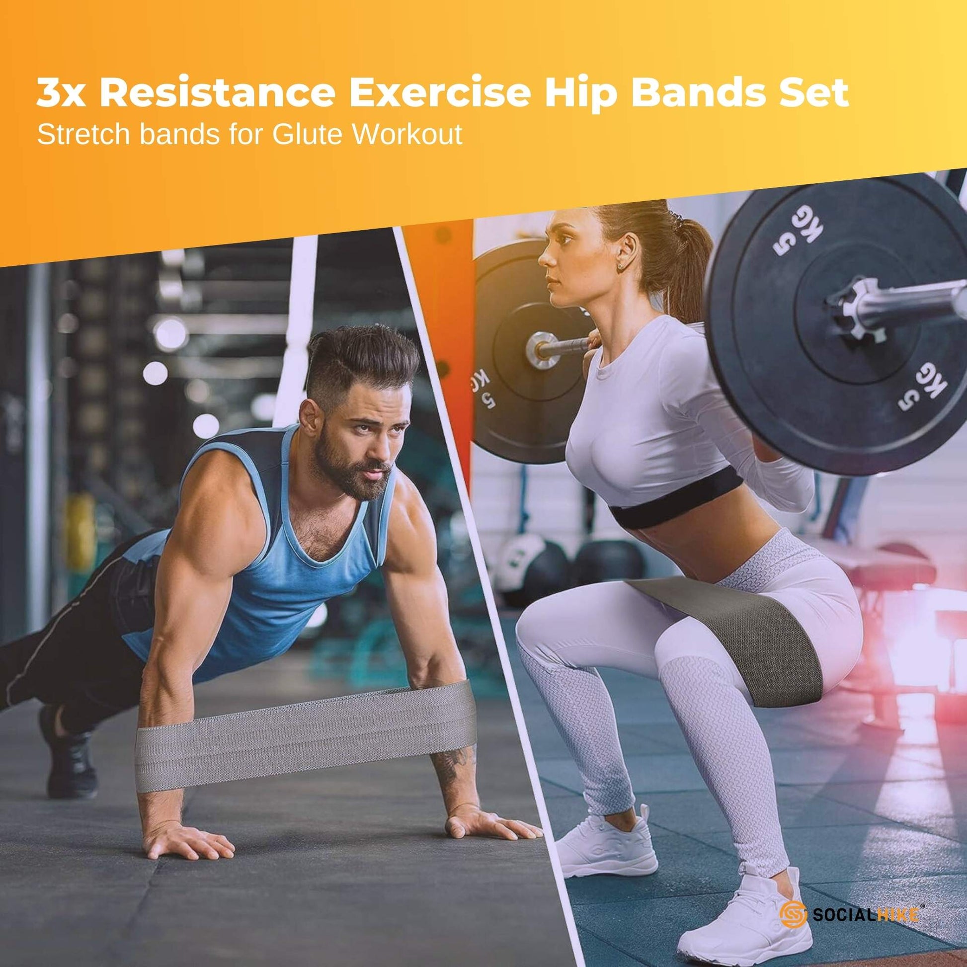 3x Resistance Exercise Hip Bands Set - Stretch Glute Booty Workout Power Loops-1