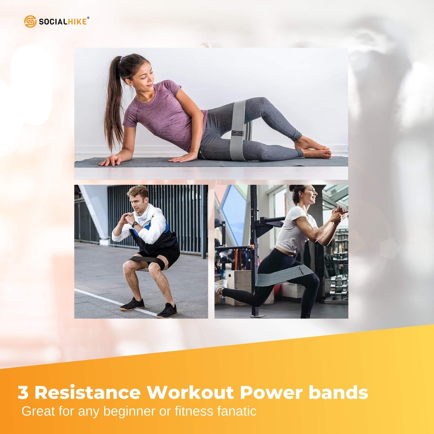 3x Resistance Exercise Hip Bands Set - Stretch Glute Booty Workout Power Loops-2