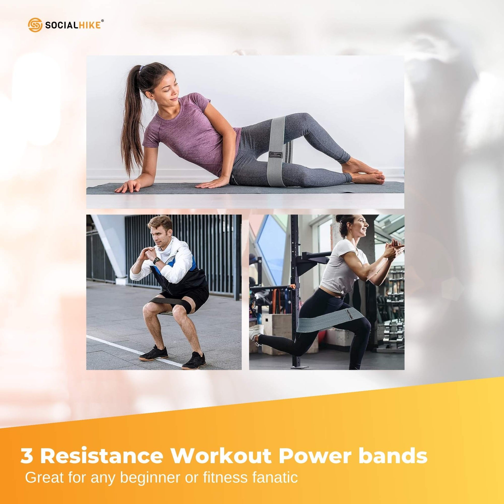 3x Resistance Exercise Hip Bands Set - Stretch Glute Booty Workout Power Loops-2