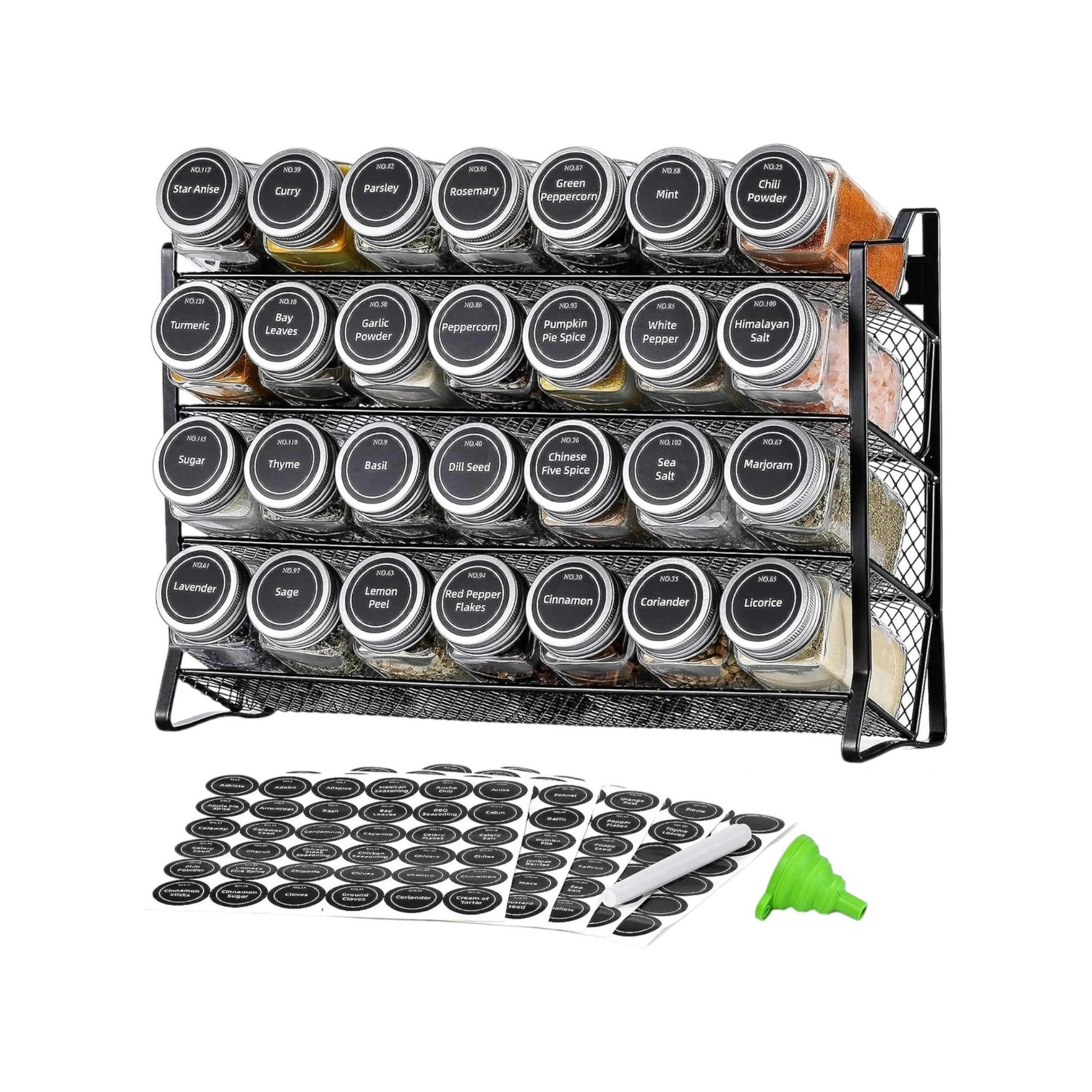4 Tier Metal Spice Rack - Kitchen Pantry Herb Storage Organiser-0