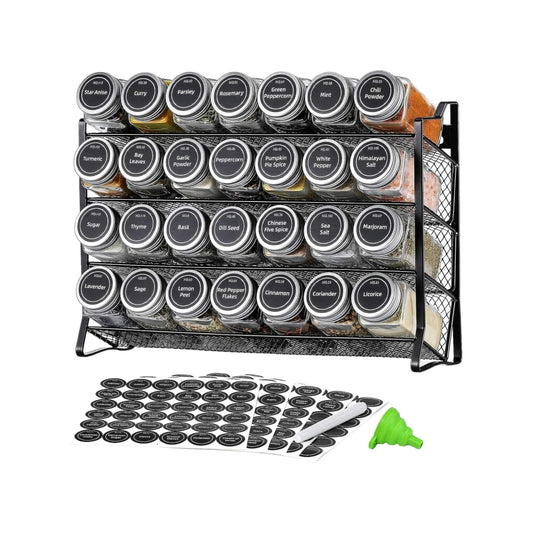 4 Tier Metal Spice Rack - Kitchen Pantry Herb Storage Organiser-0
