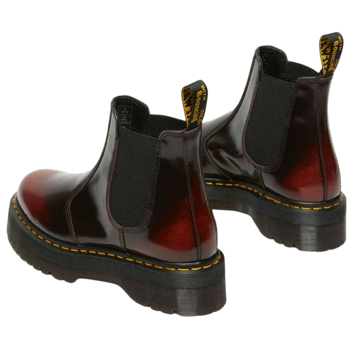 Dr. Martens 2976 Arcadia Quad Chelsea Leather Platform Boots in Cherry Red
