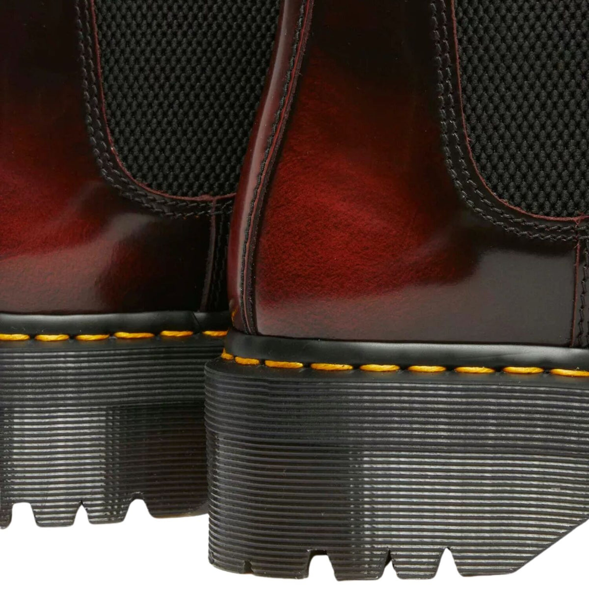 Dr. Martens 2976 Arcadia Quad Chelsea Leather Platform Boots in Cherry Red