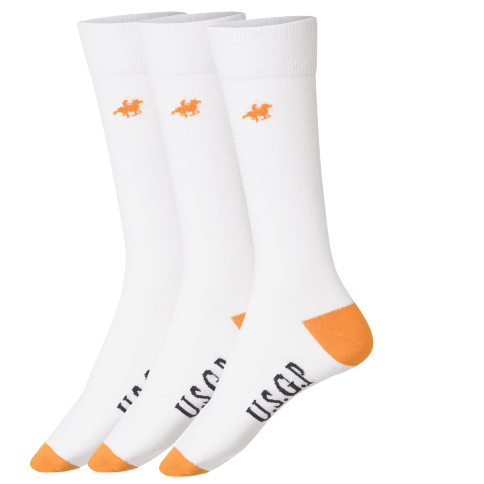 Livergy Mens Crew Socks - White/Orange- 1 Pack of 3-0