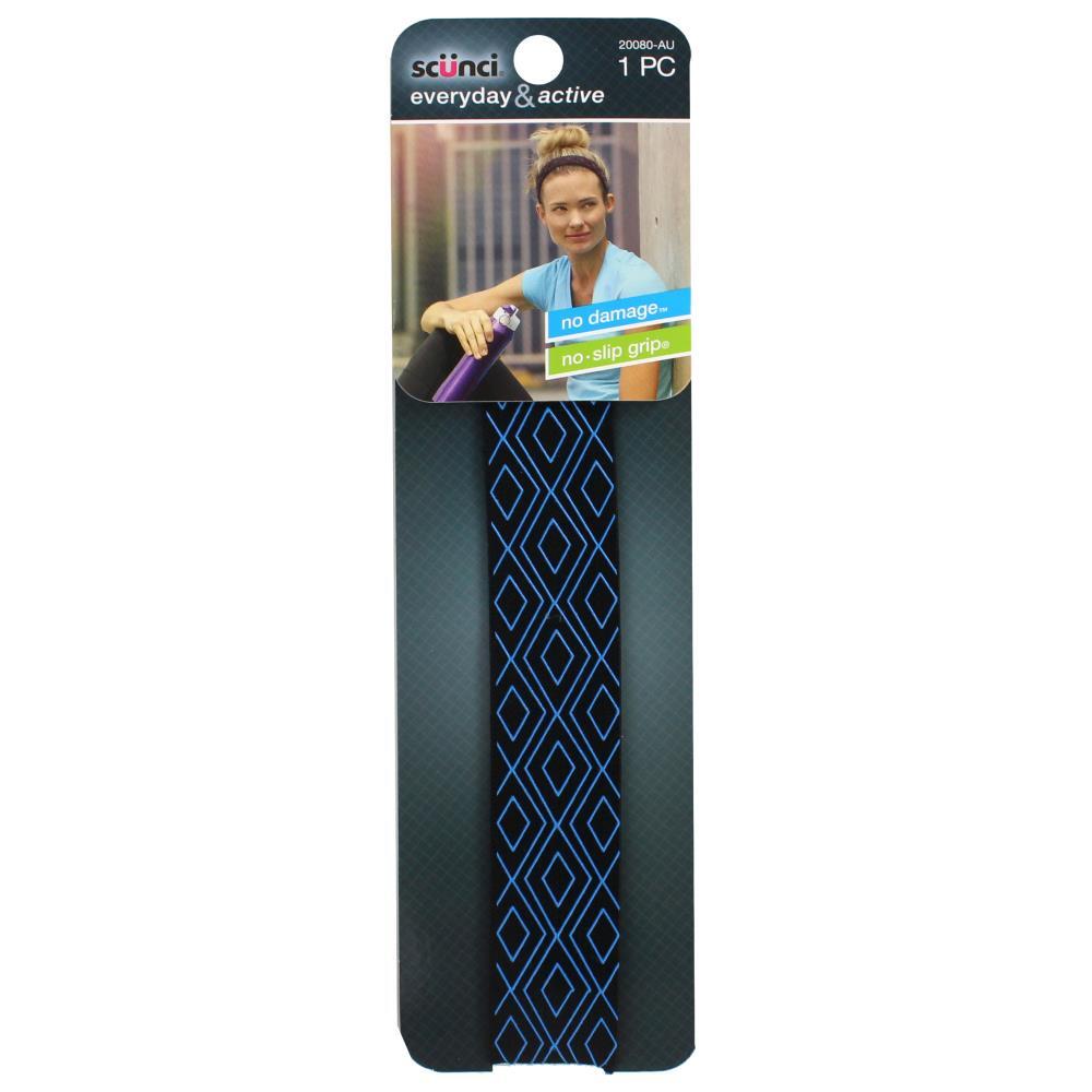Scunci 3 mm 1pk Printed No Slip Waistband Headwraps - Black w/ Lime Diamond-1