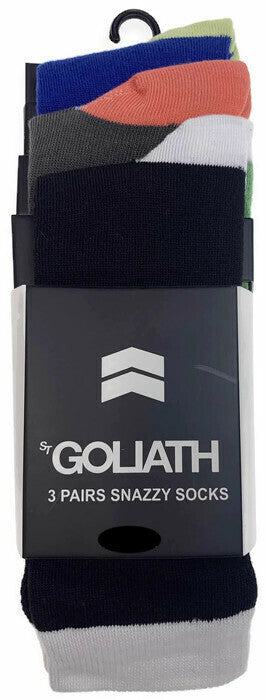 3PK Mens ST GOLIATH The Block Crew Socks Snazzy Sox Cotton Blend - Multi-2