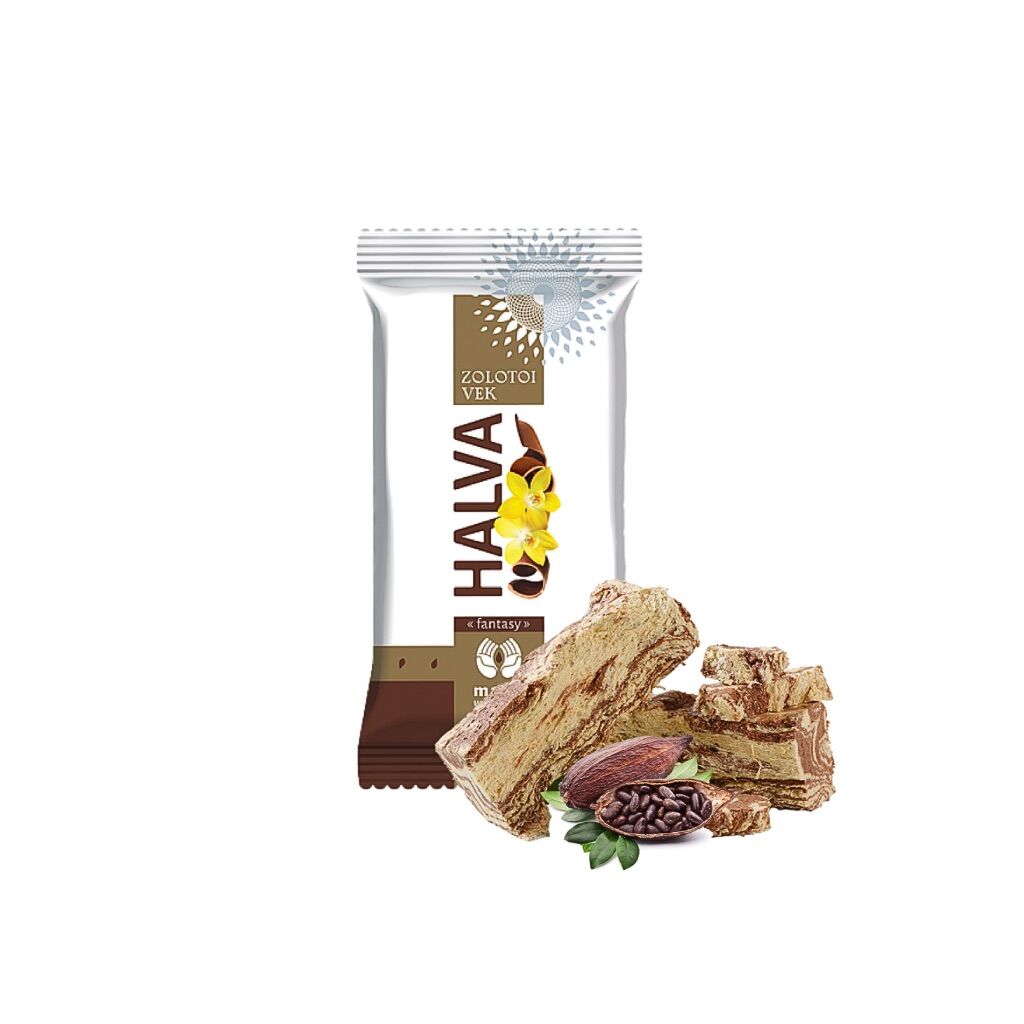270g Zolotoi Vek Sunflower Halva "Fantasy" Fantazia (Cacao Flavoured) - Product of Ukraine