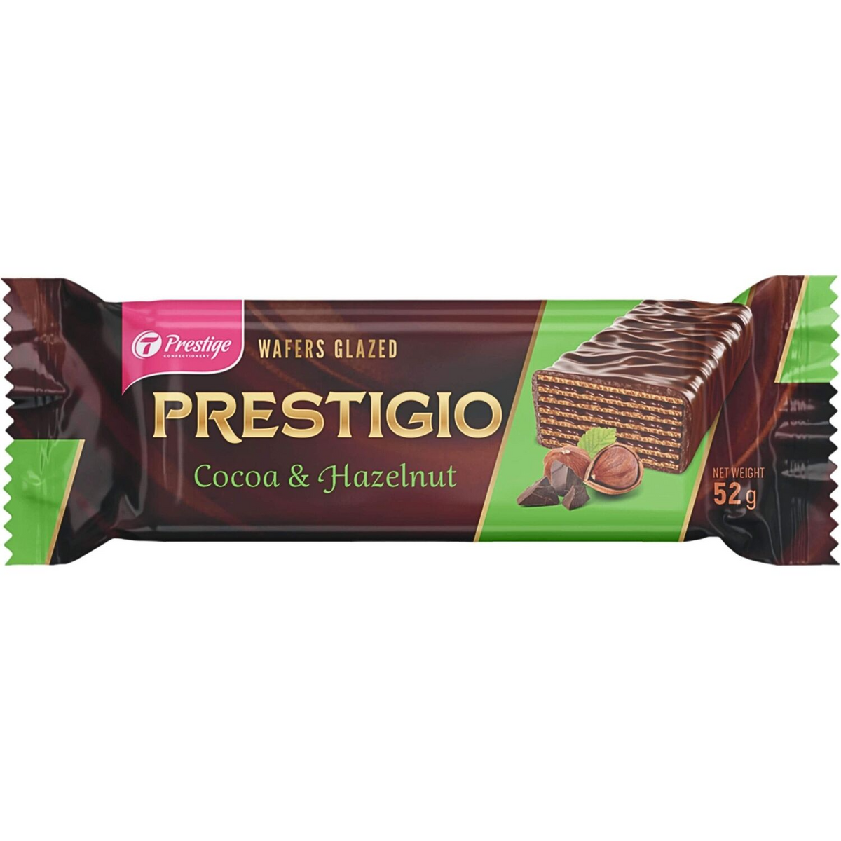 30x 52g Prestigio Glazed Wafers in Cocoa & Hazelnut Bulk - Product of Ukraine (1 Box)