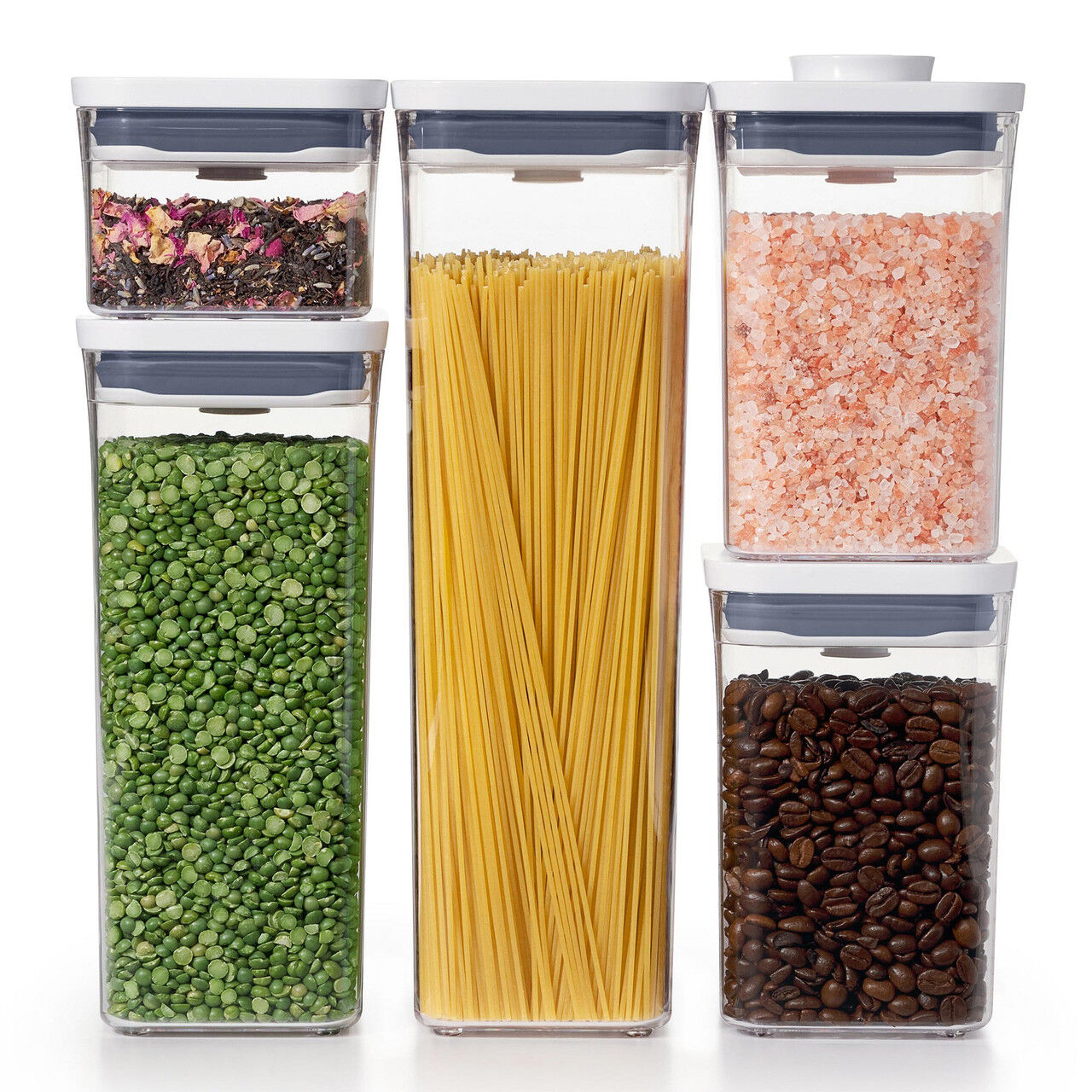 OXO Good Grips POP 2.0 5pc Container Set – Airtight Stackable BPA-Free Pantry Food Storage w/ Push Button Lid
