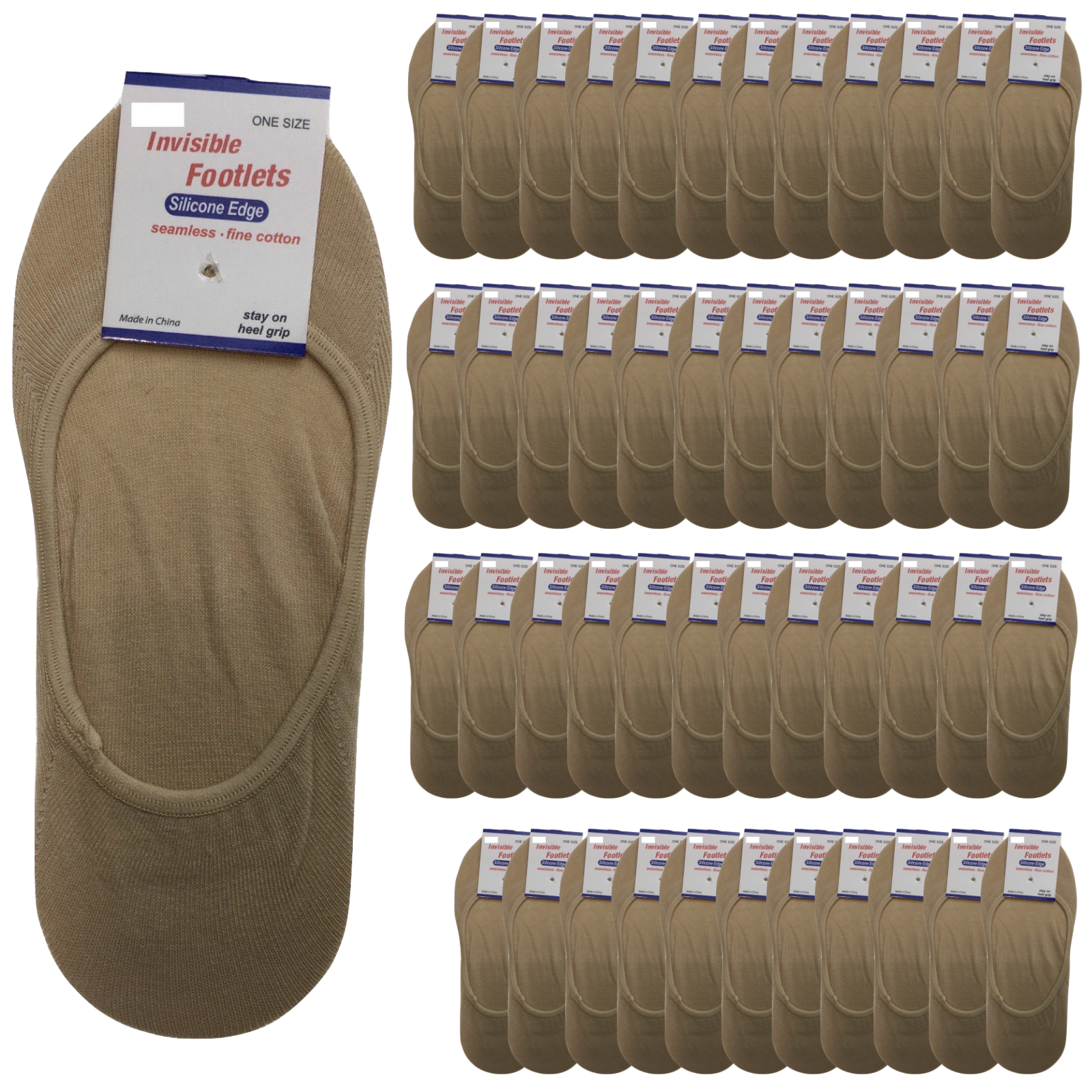 48x NO SHOW COTTON SOCKS Non Slip Heel Grip Low Cut Invisible Footlet Seamless-8