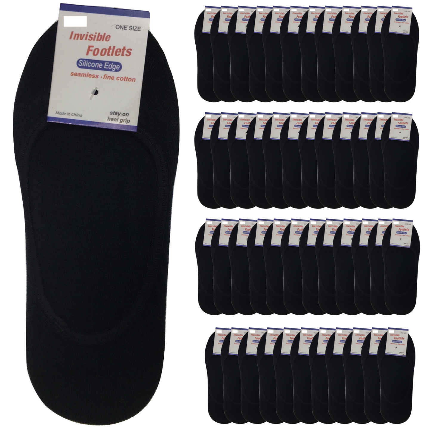 48x NO SHOW COTTON SOCKS Non Slip Heel Grip Low Cut Invisible Footlet Seamless-4