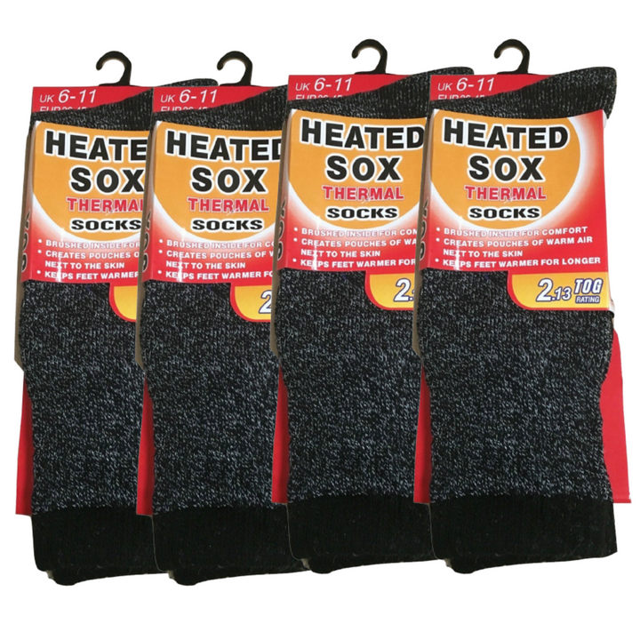 4 Pairs Mens THERMAL HEATED SOCKS Warm Winter Comfort Mens Work Sox Ski BULK - 6-11 UK