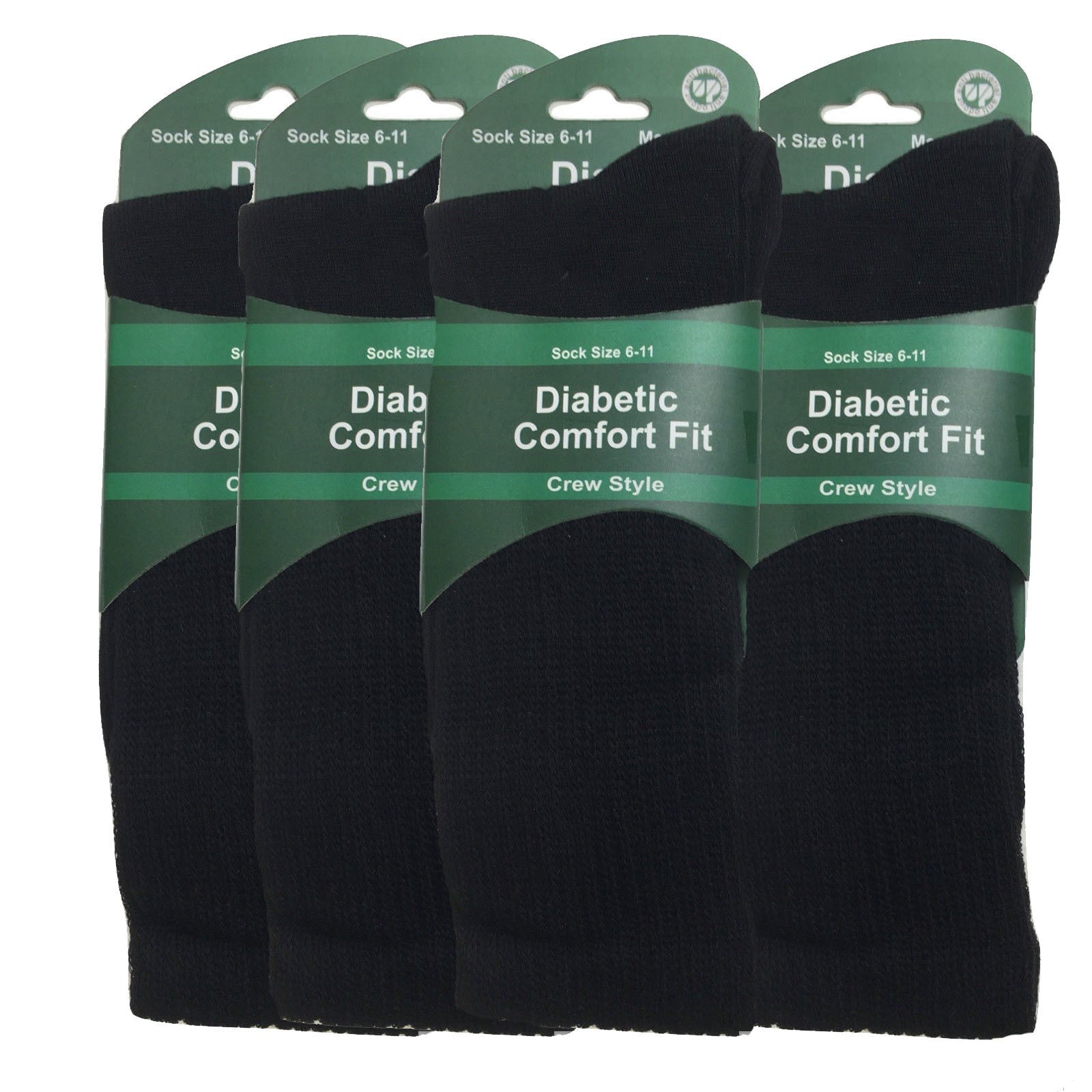 4 Pairs DIABETIC BAMBOO Socks Work Socks Medical Loose Top Crew Cushion BLACK-0