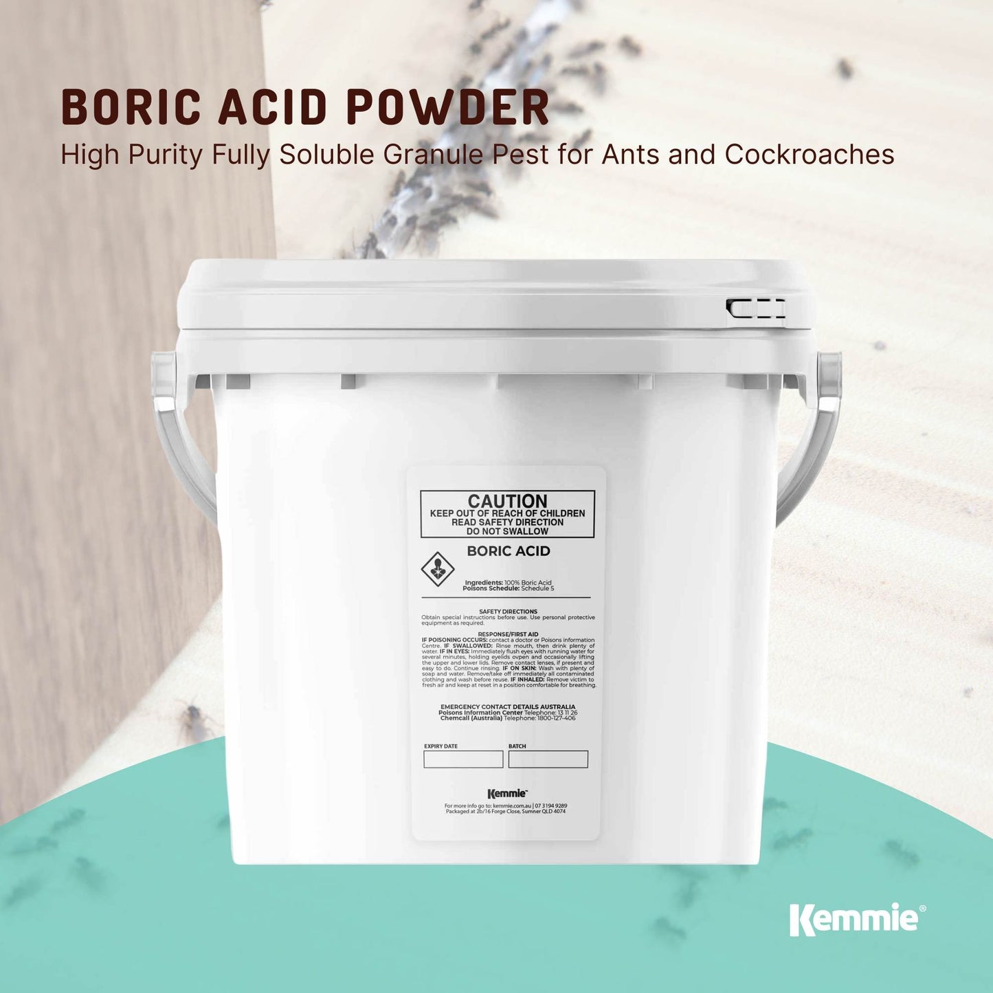 4.9Kg Boric Acid Powder Bucket 99.9% Pure Fully Soluble Granule Pest Ant Roaches-1
