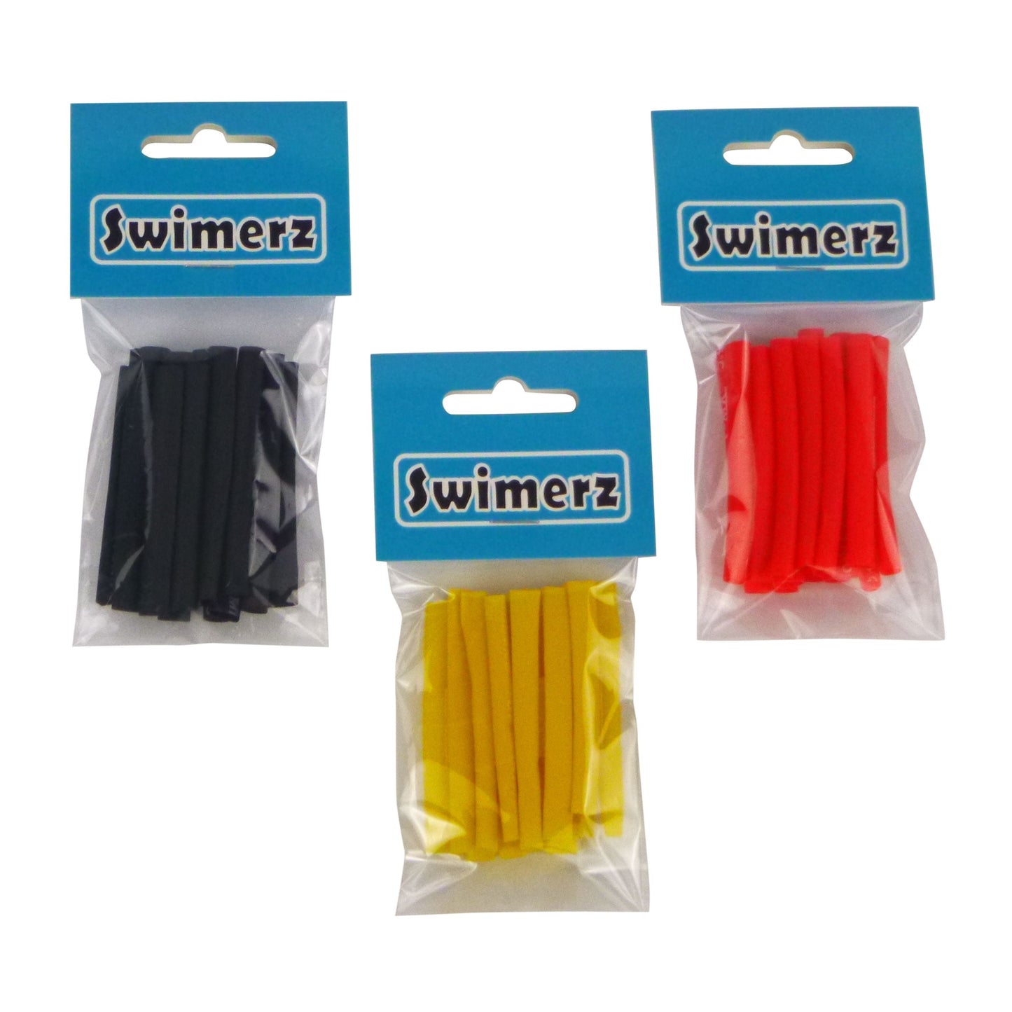 Swimerz Assist Hook Sleeves, 4mm Shrink Tube, Black, Yellow & Red, 50mm. Qty 45.-0